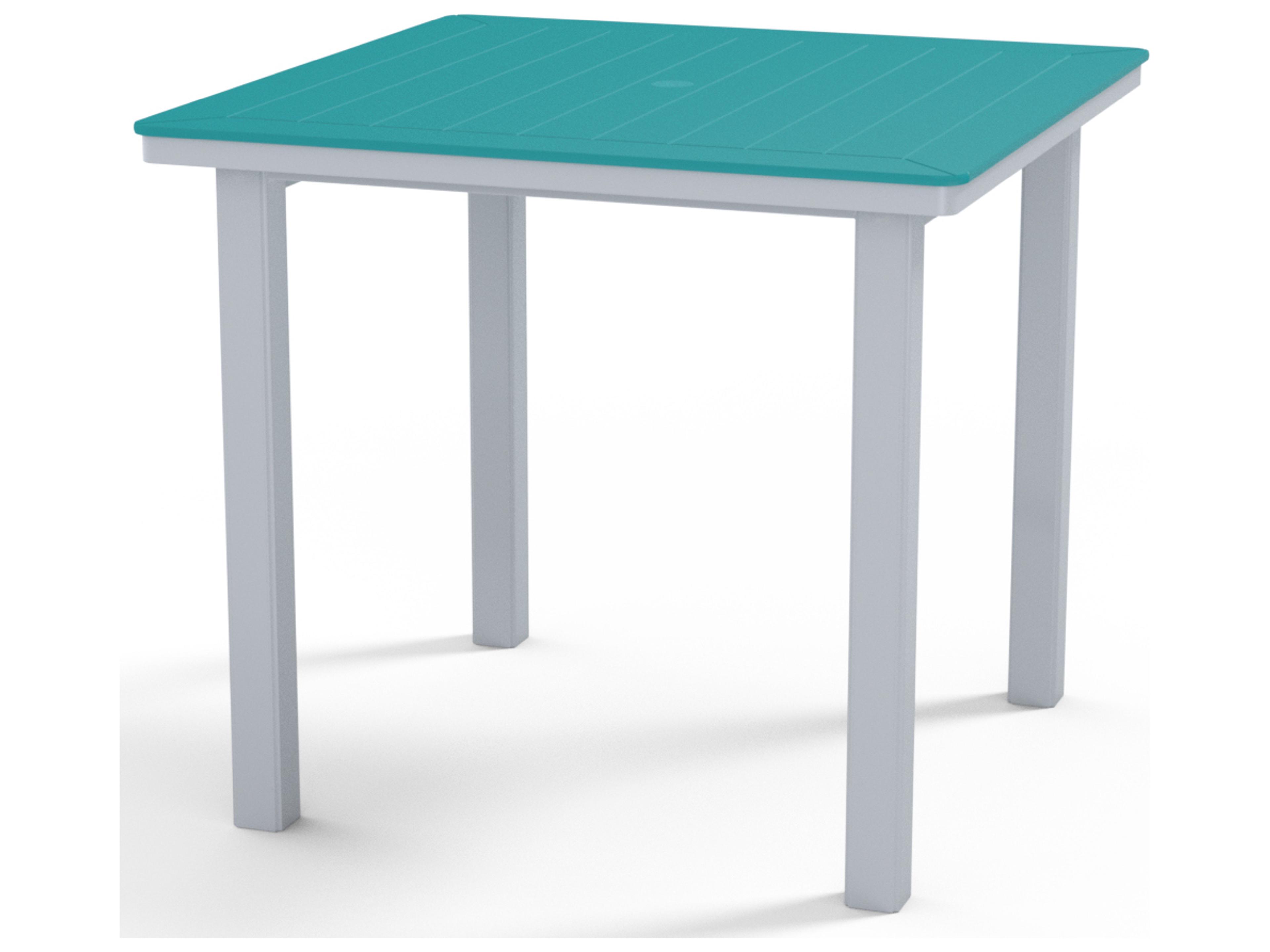 Telescope Casual Marine Grade Polymer Square Outdoor Counter Height Table with Umbrella Hole