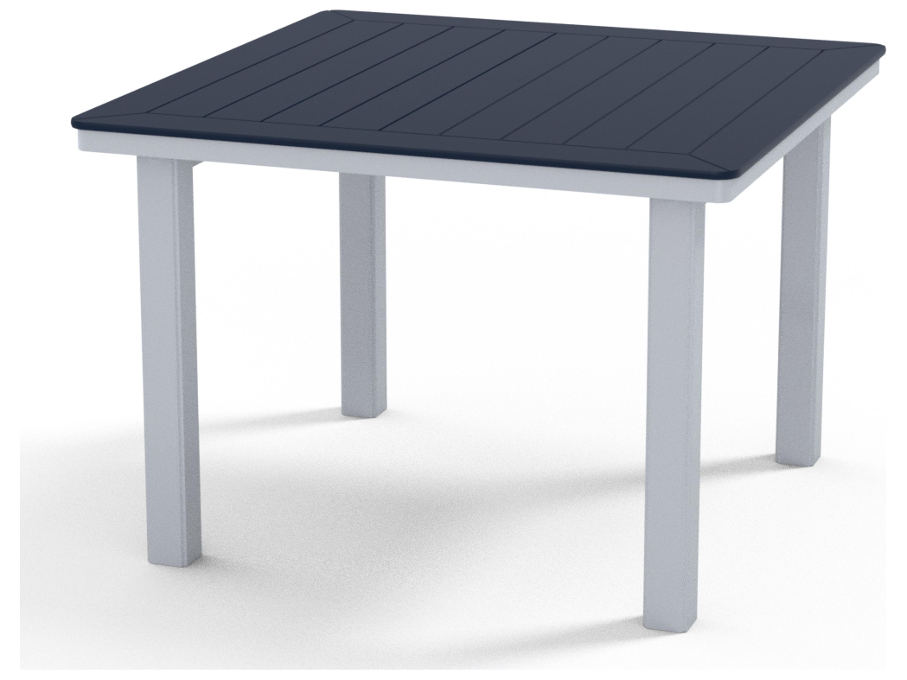 Telescope Casual Marine Grade Polymer Square Patio Dining Table with Umbrella Hole