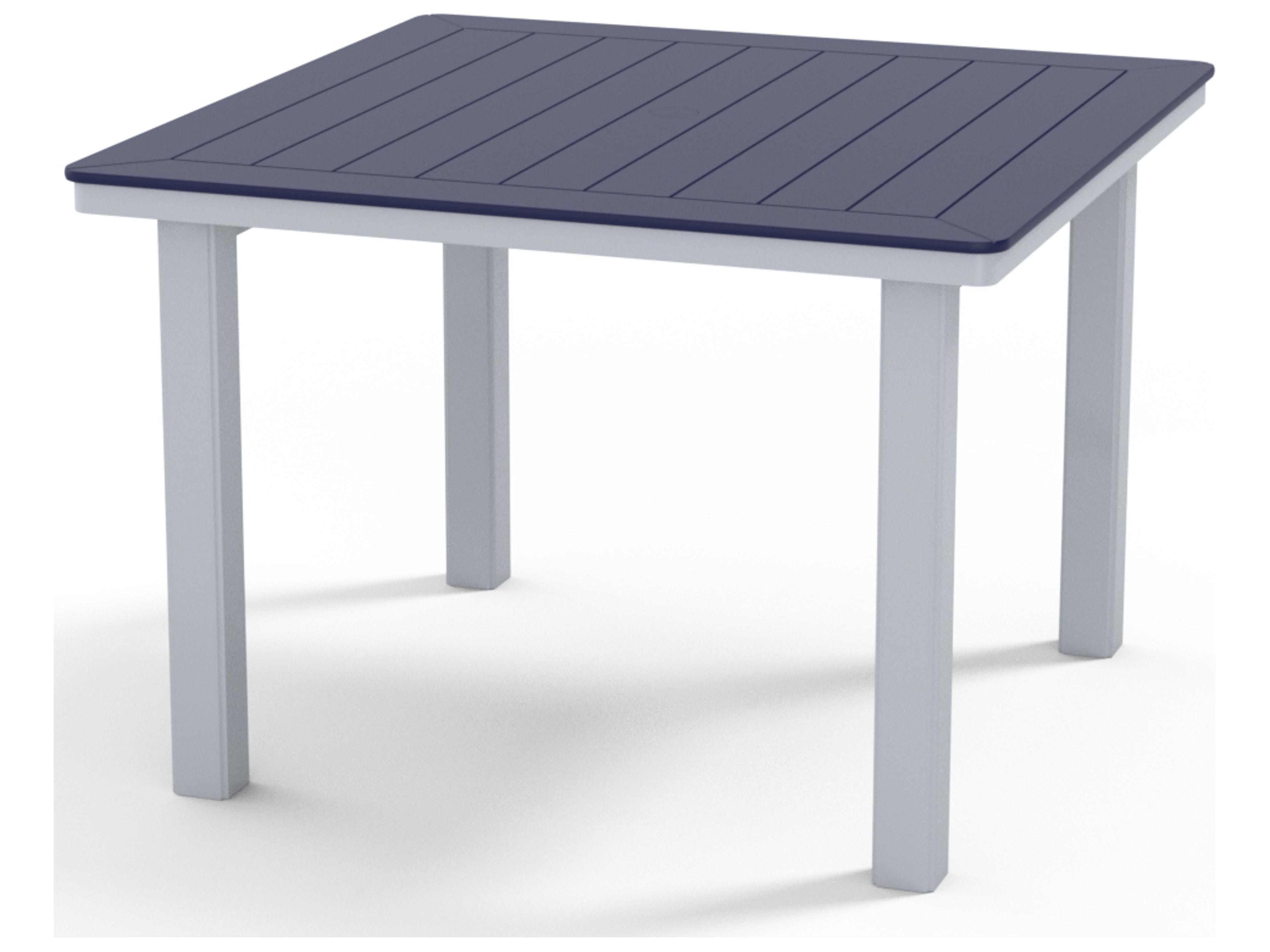 Telescope Casual Marine Grade Polymer Square Patio Dining Table with Umbrella Hole