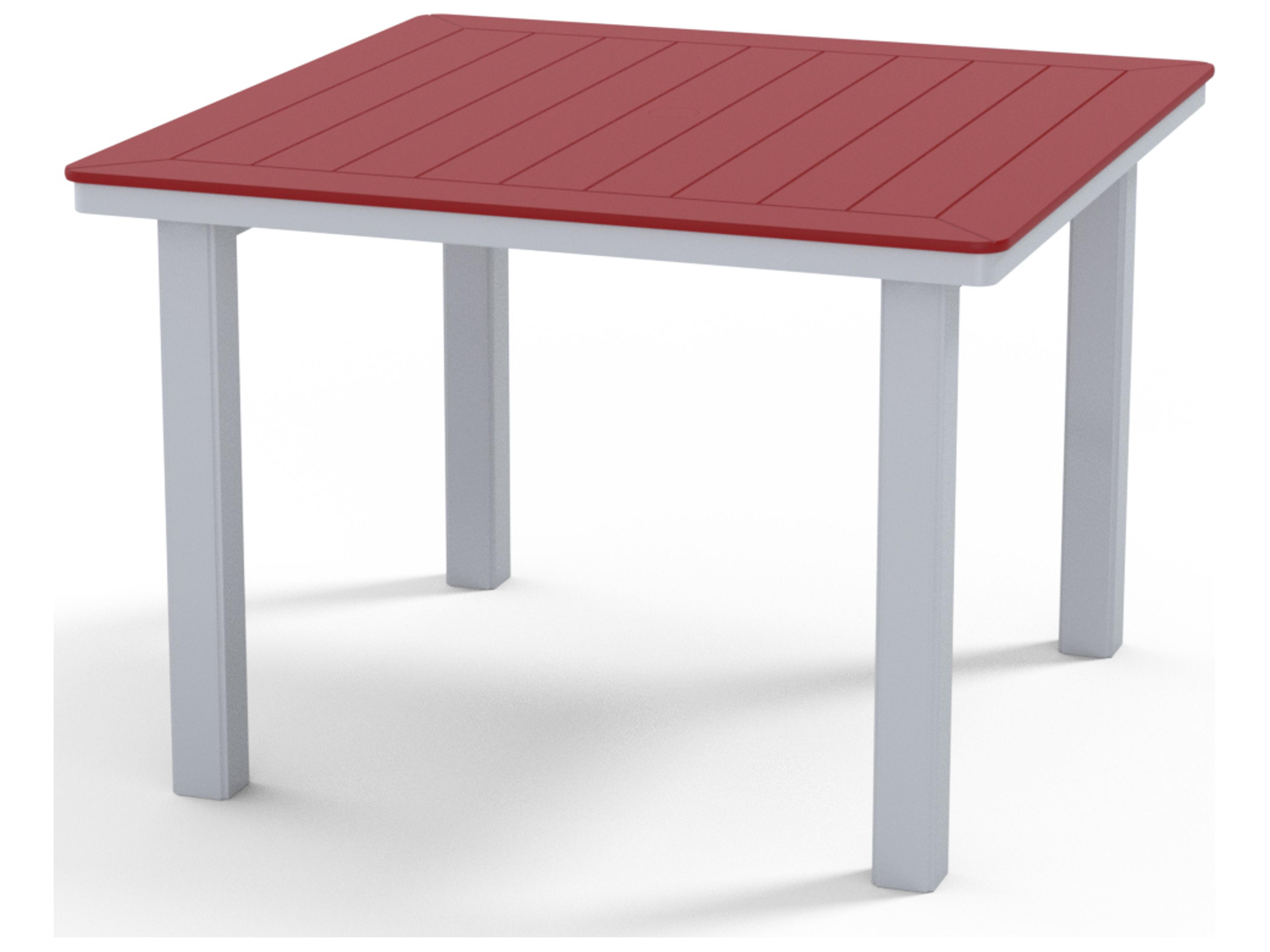 Telescope Casual Marine Grade Polymer Square Patio Dining Table with Umbrella Hole