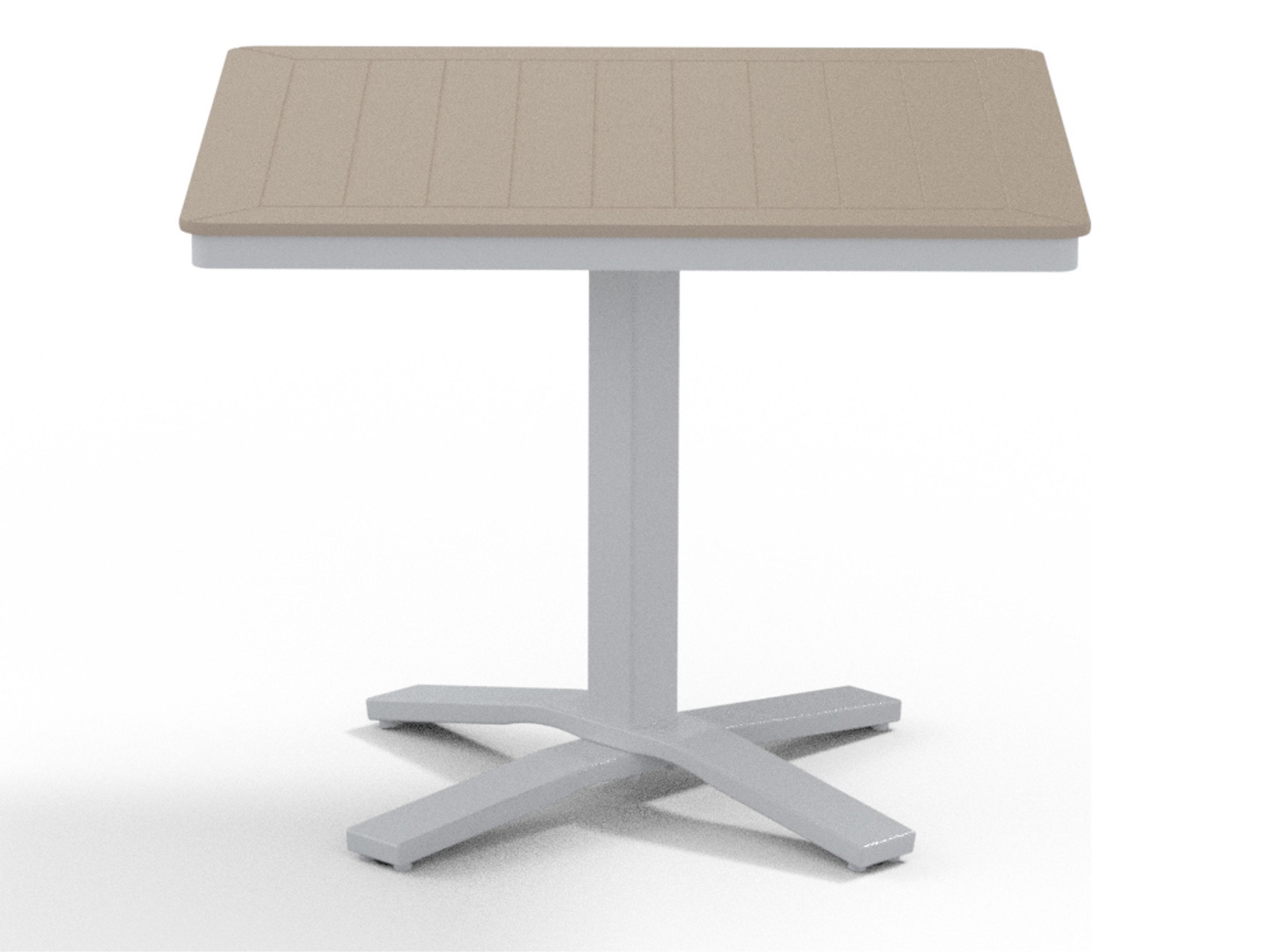 Telescope Casual Marine Grade Polymer Square Patio Dining Table with Umbrella Hole