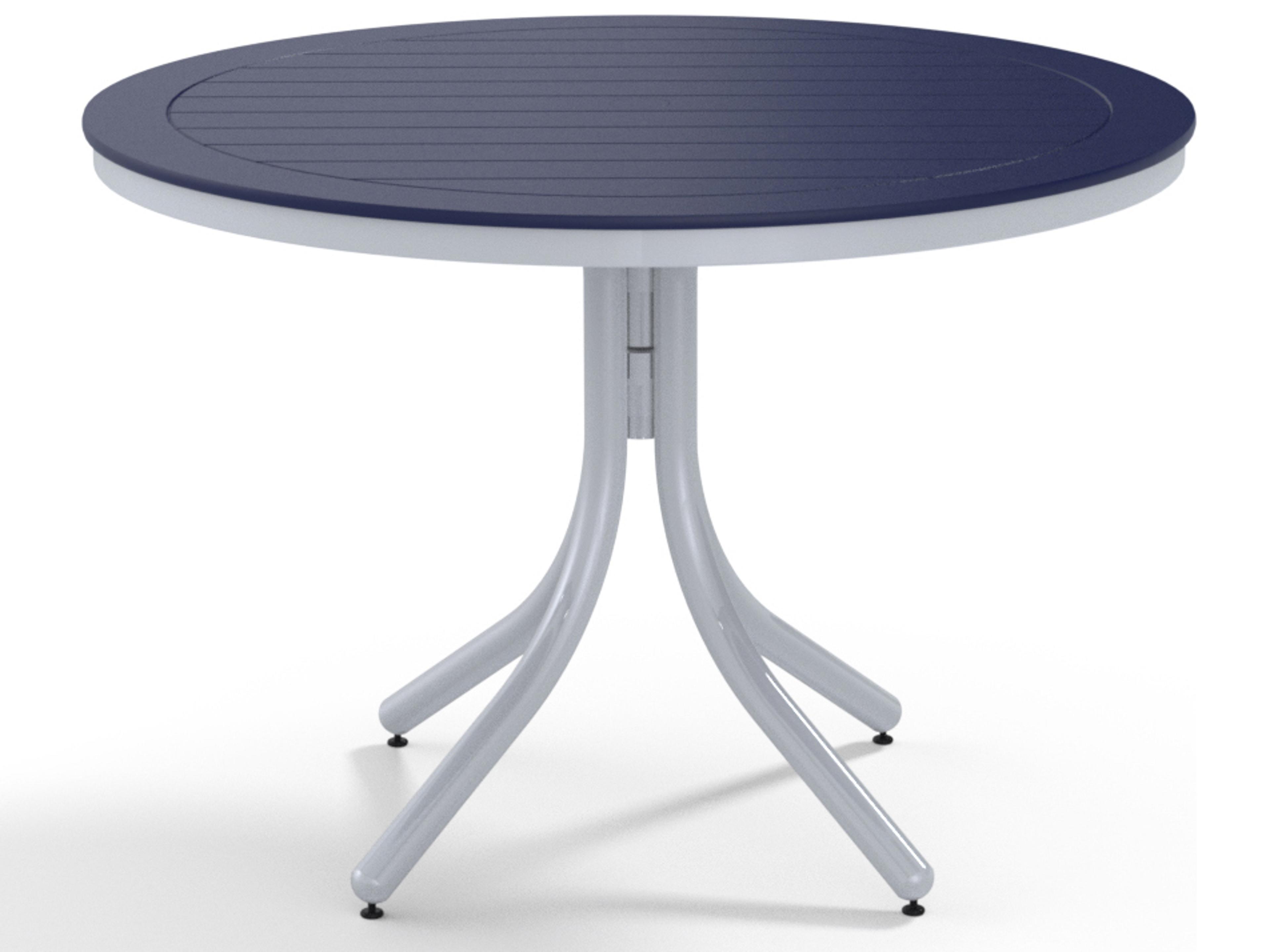 Telescope Casual Marine Grade Polymer Round Outdoor Patio Dining Table with Umbrella Hole