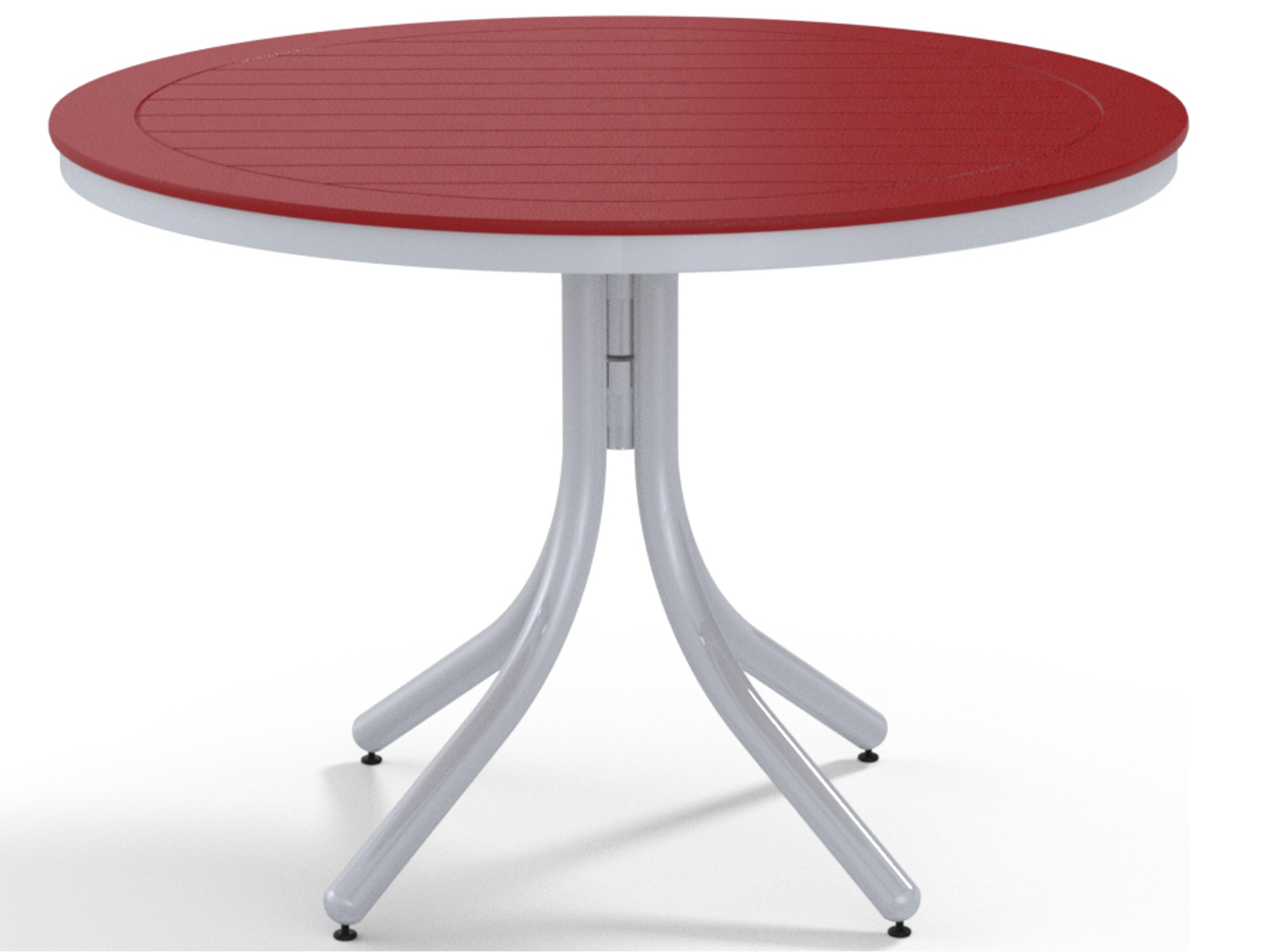 Telescope Casual Marine Grade Polymer Round Outdoor Patio Dining Table with Umbrella Hole