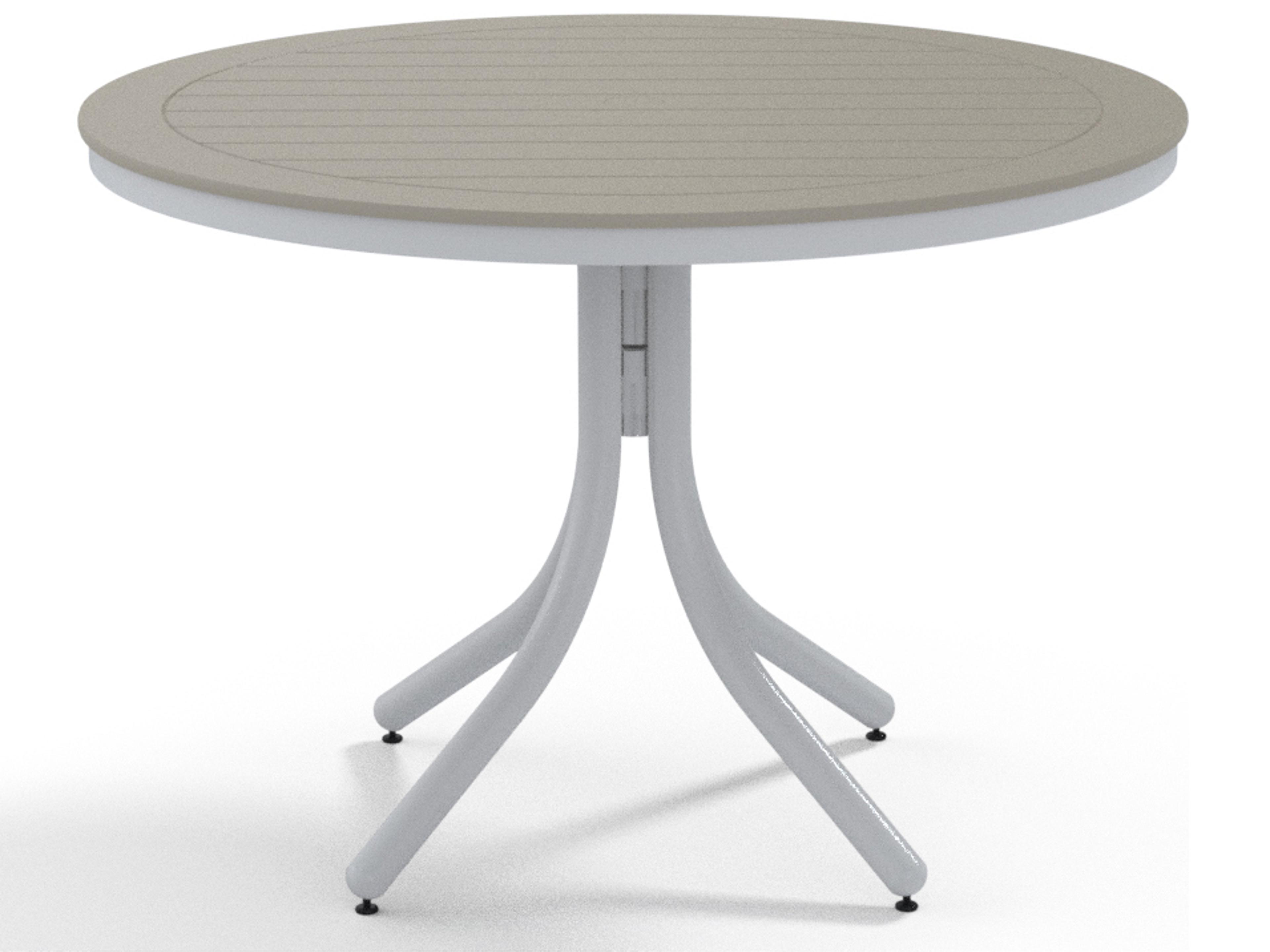 Telescope Casual Marine Grade Polymer Round Outdoor Patio Dining Table with Umbrella Hole