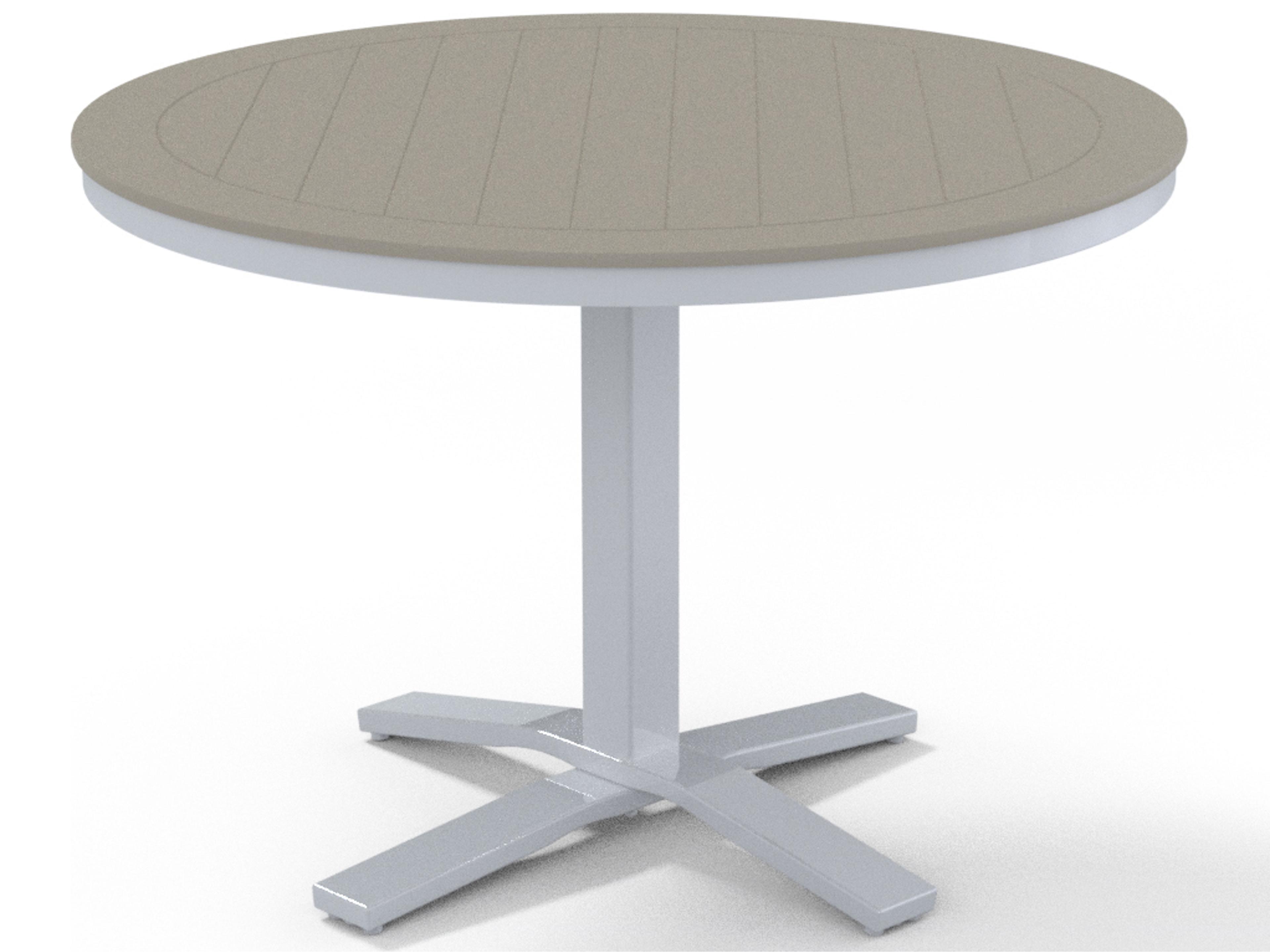 Marine Grade Polymer Round Pedestal Patio Dining Table with Umbrella Hole