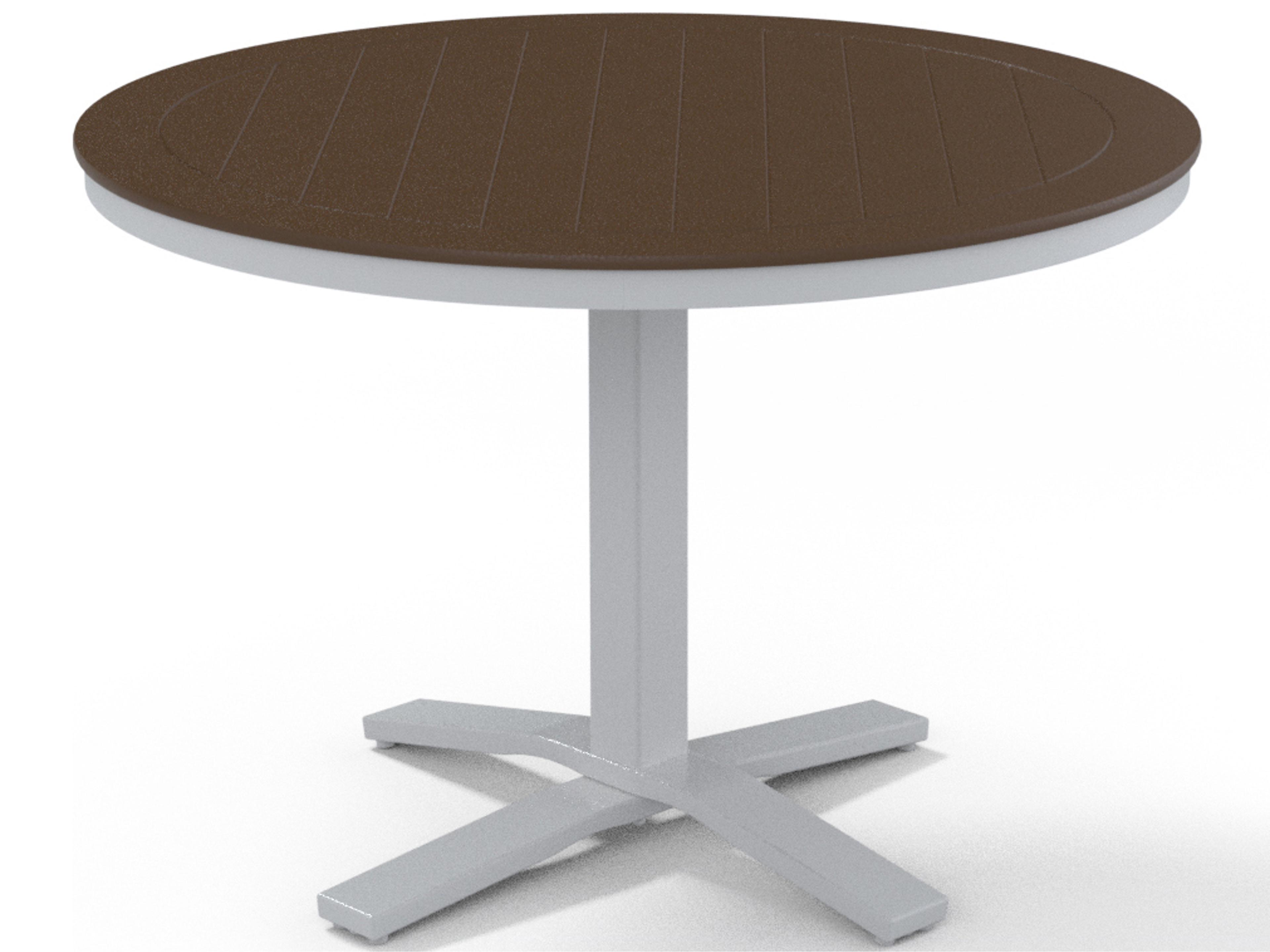 Telescope Casual Marine Grade Polymer Round Pedestal Patio Dining Table with Umbrella Hole