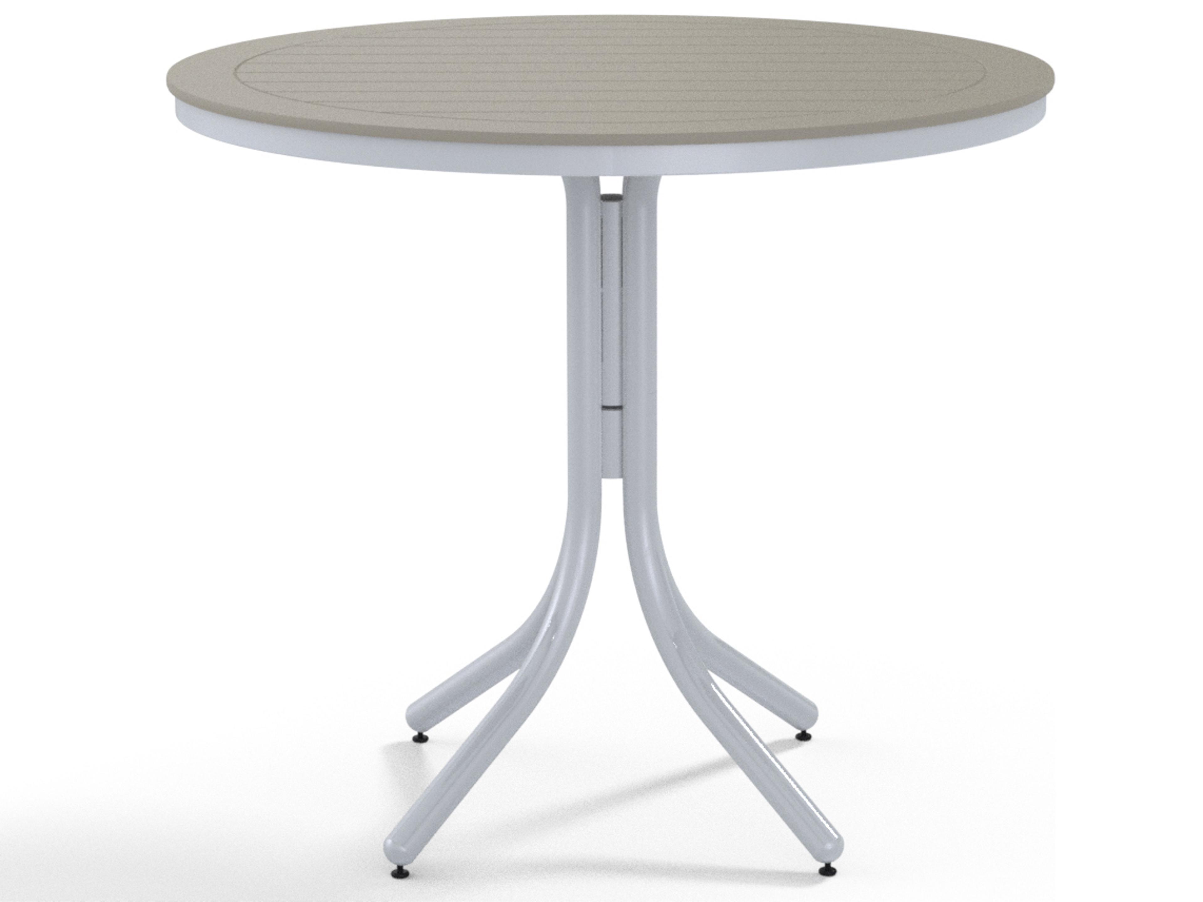 Marine Grade Polymer Round Patio Counter Height Table with Umbrella Hole