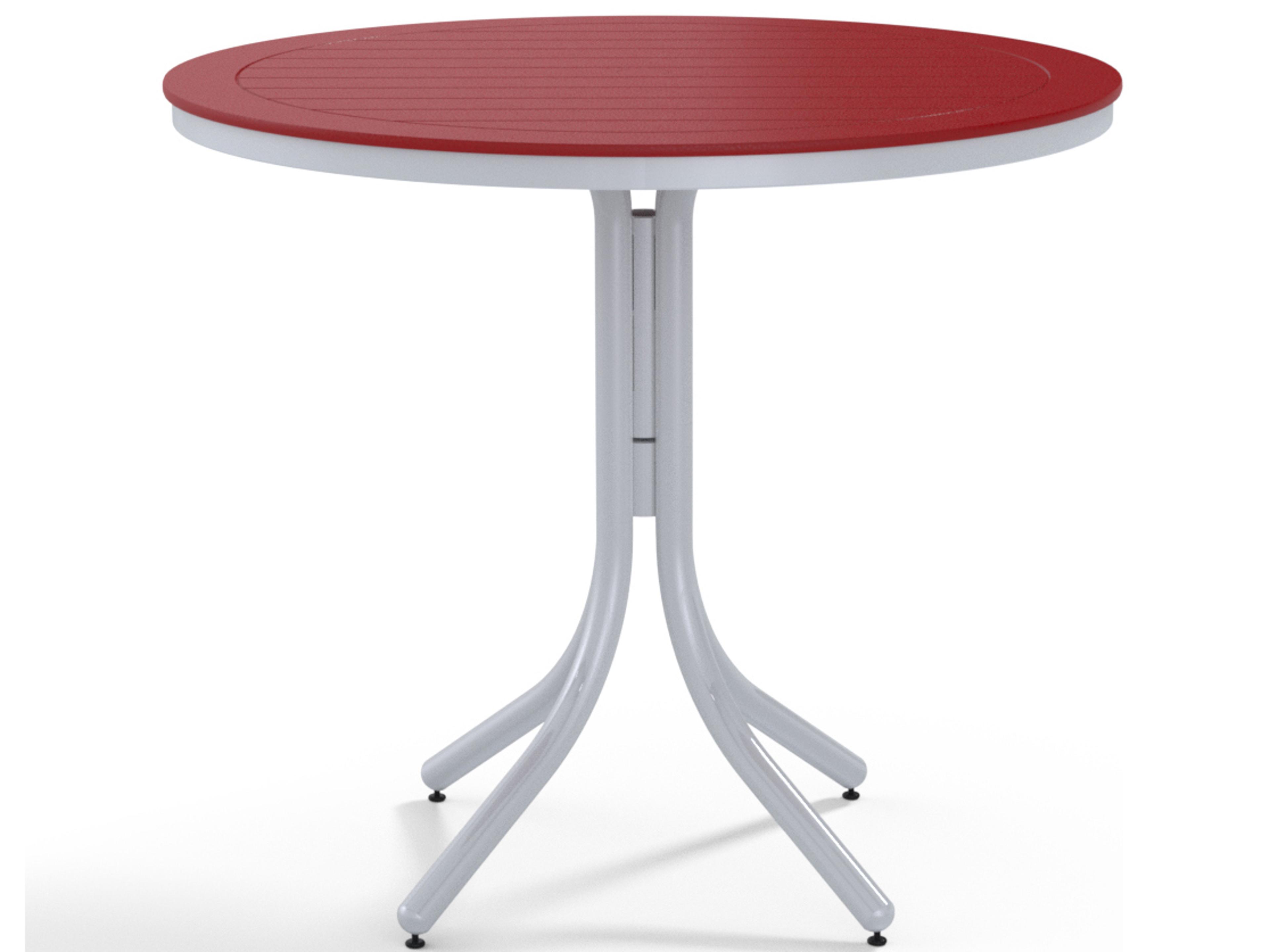 Telescope Casual Marine Grade Polymer Round Patio Counter Height Table with Umbrella Hole