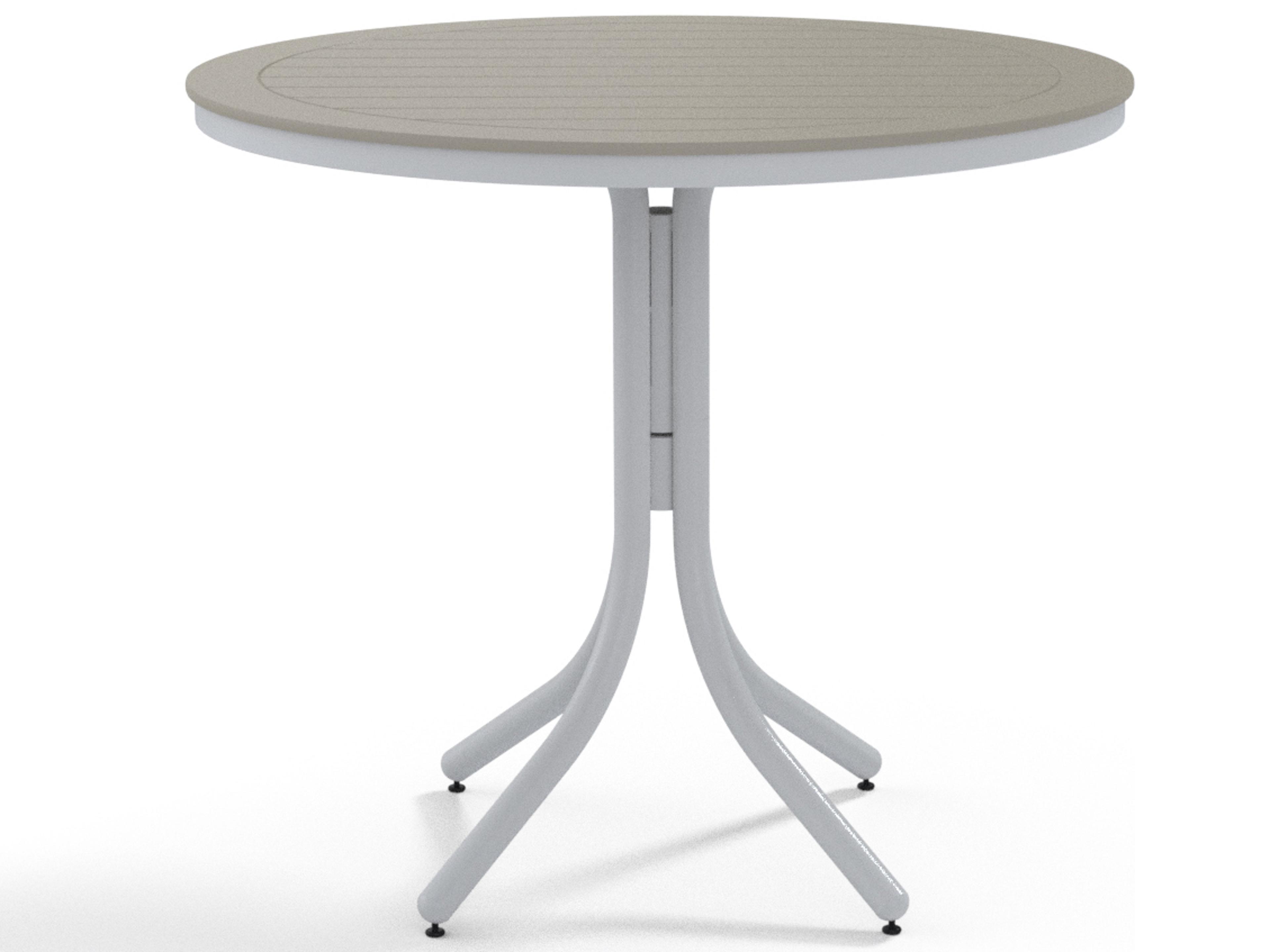 Telescope Casual Marine Grade Polymer Round Patio Counter Height Table with Umbrella Hole