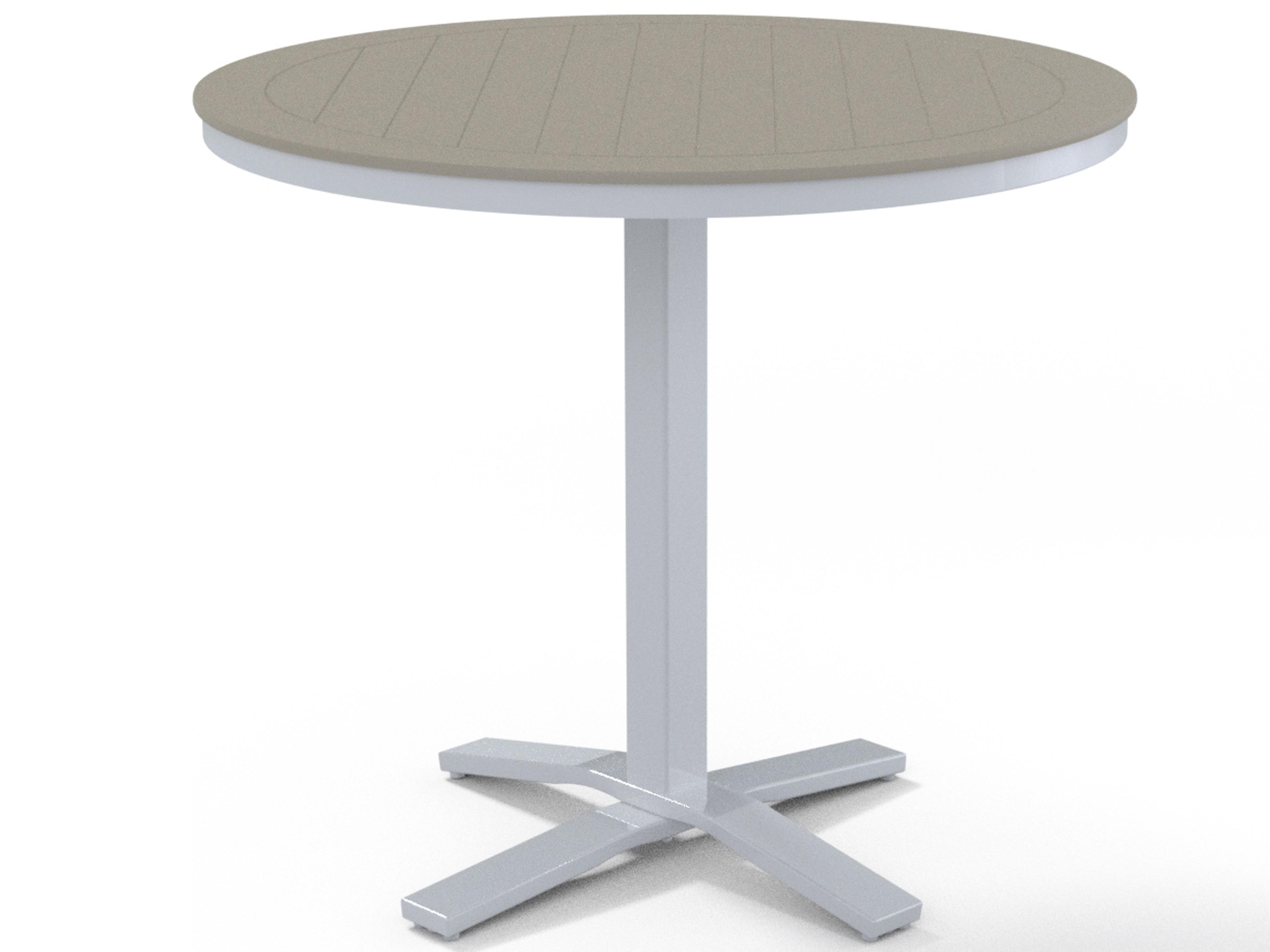 Marine Grade Polymer Round Pedestal Outdoor Counter Height Table with Umbrella Hole