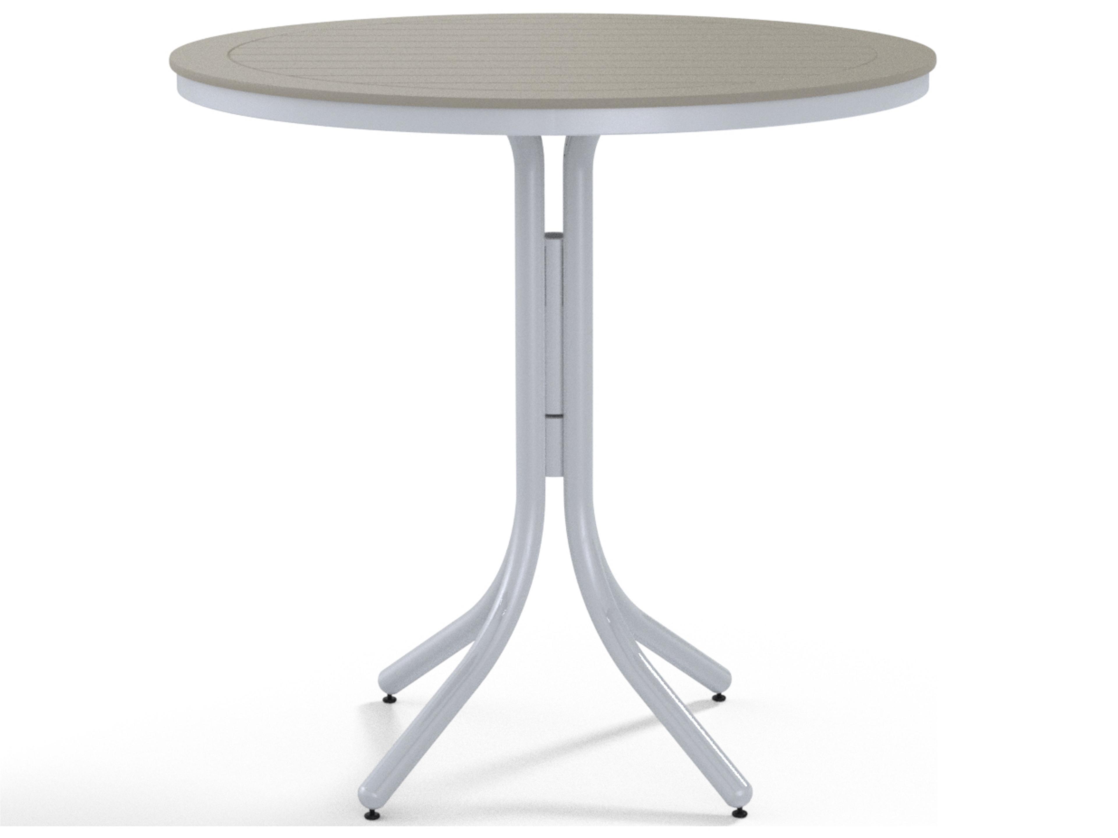 Marine Grade Polymer Round Patio Bar Height Table with Umbrella Hole
