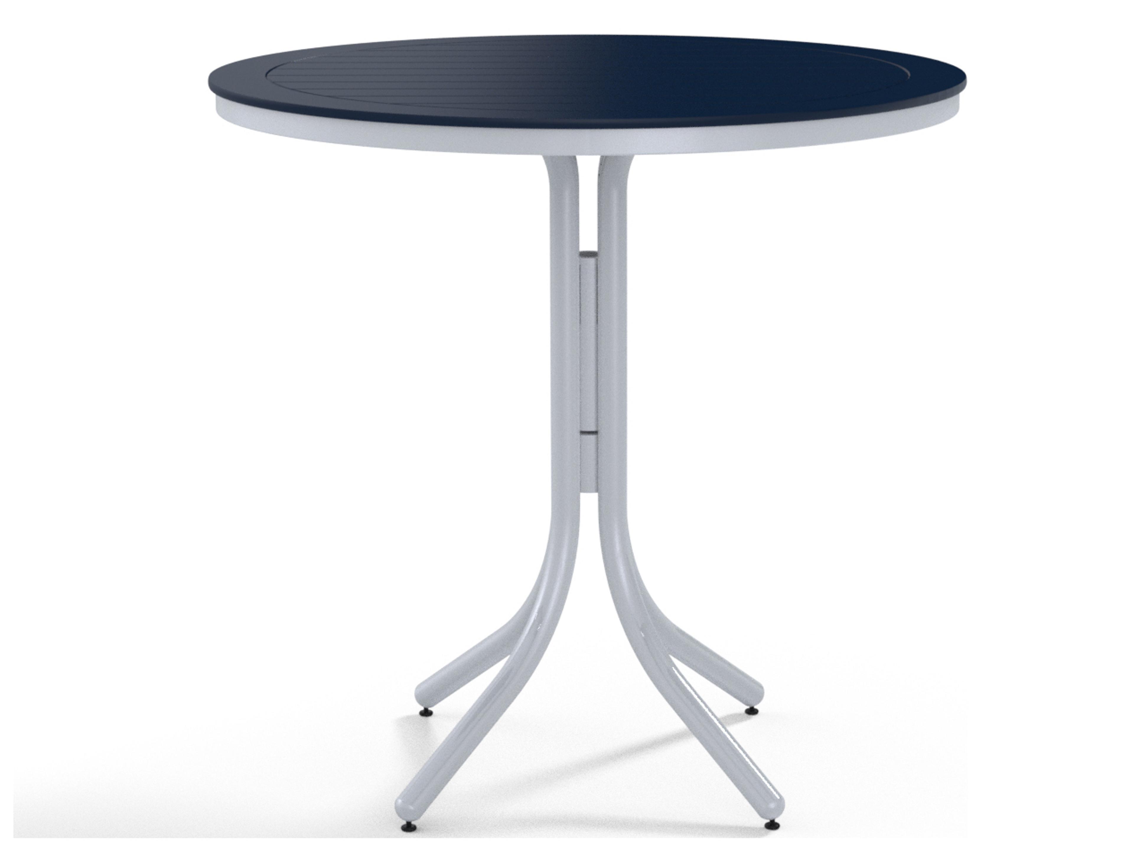 Telescope Casual Marine Grade Polymer Round Patio Bar Height Table with Umbrella Hole