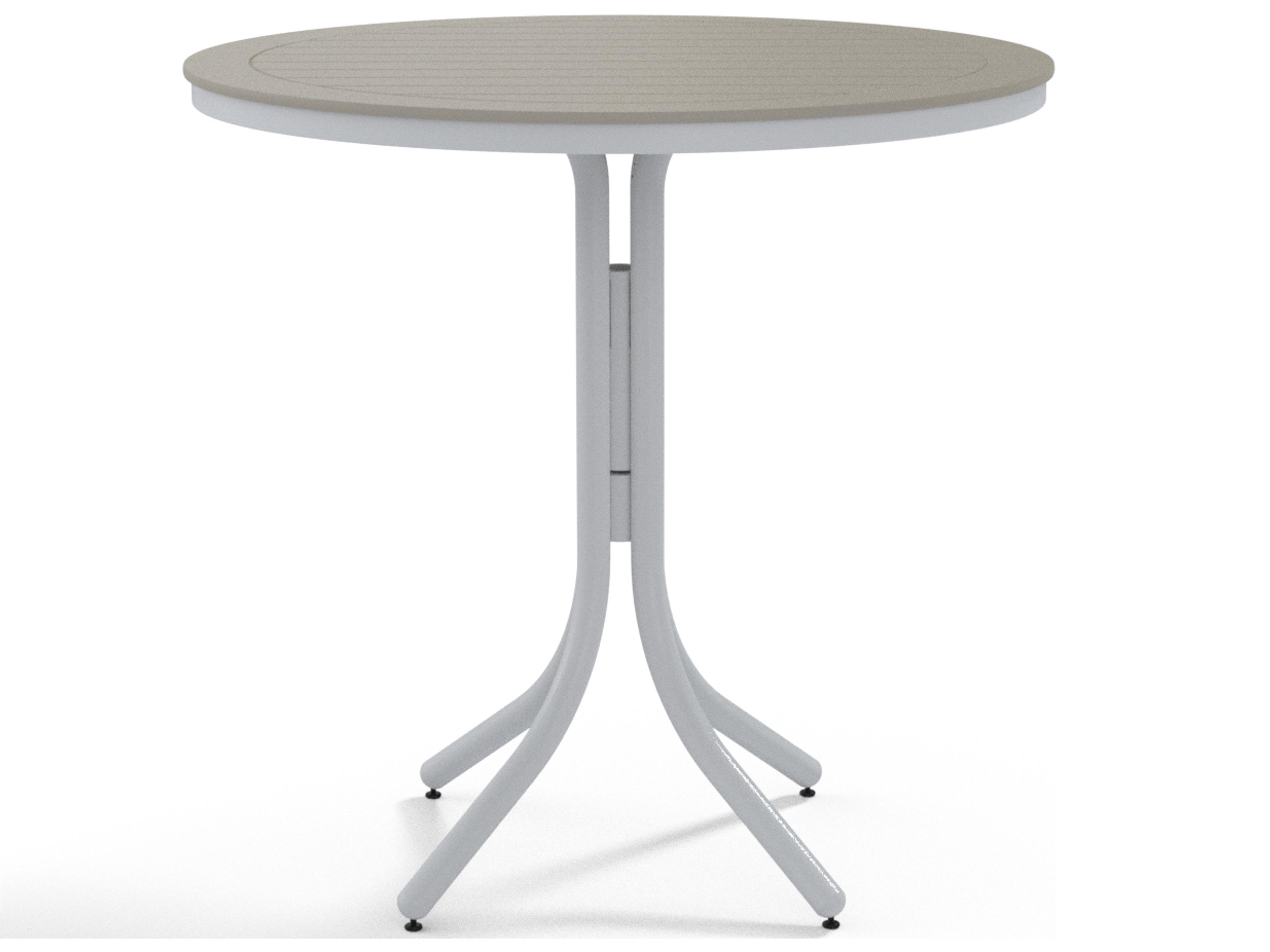 Telescope Casual Marine Grade Polymer Round Patio Bar Height Table with Umbrella Hole