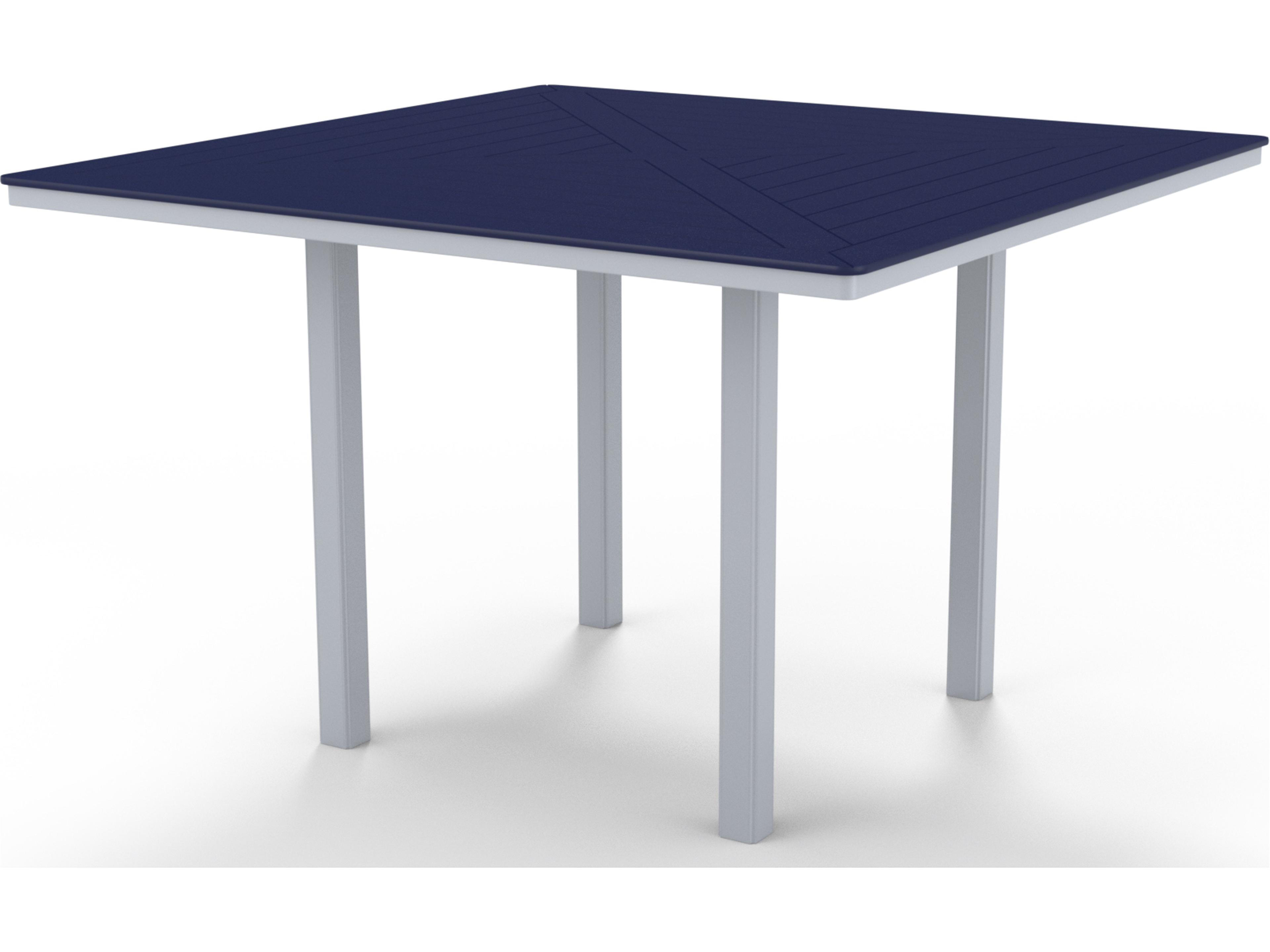 Telescope Casual Marine Grade Polymer Square Outdoor Patio Bar Height Table with Umbrella Hole