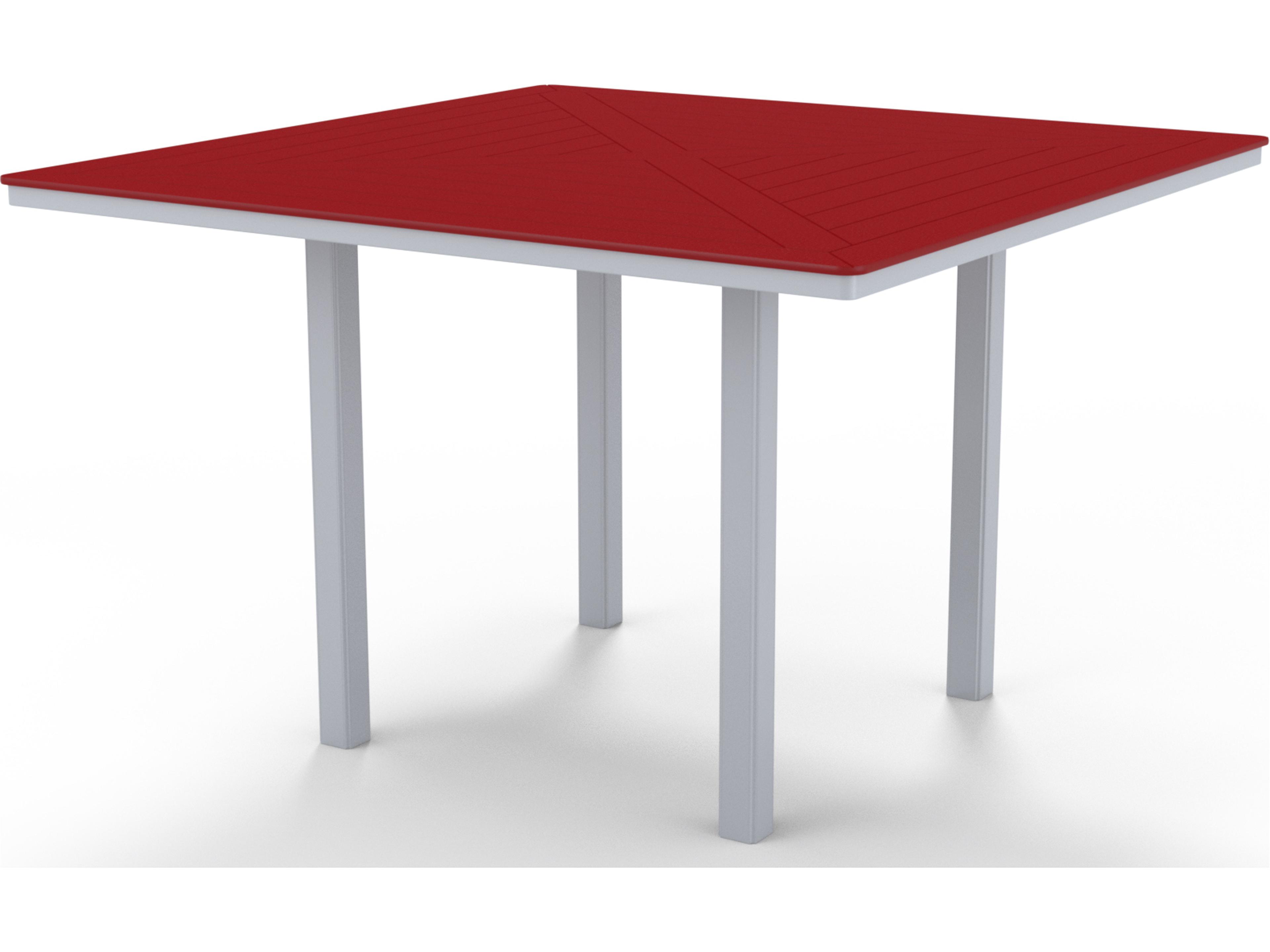 Telescope Casual Marine Grade Polymer Square Outdoor Patio Bar Height Table with Umbrella Hole