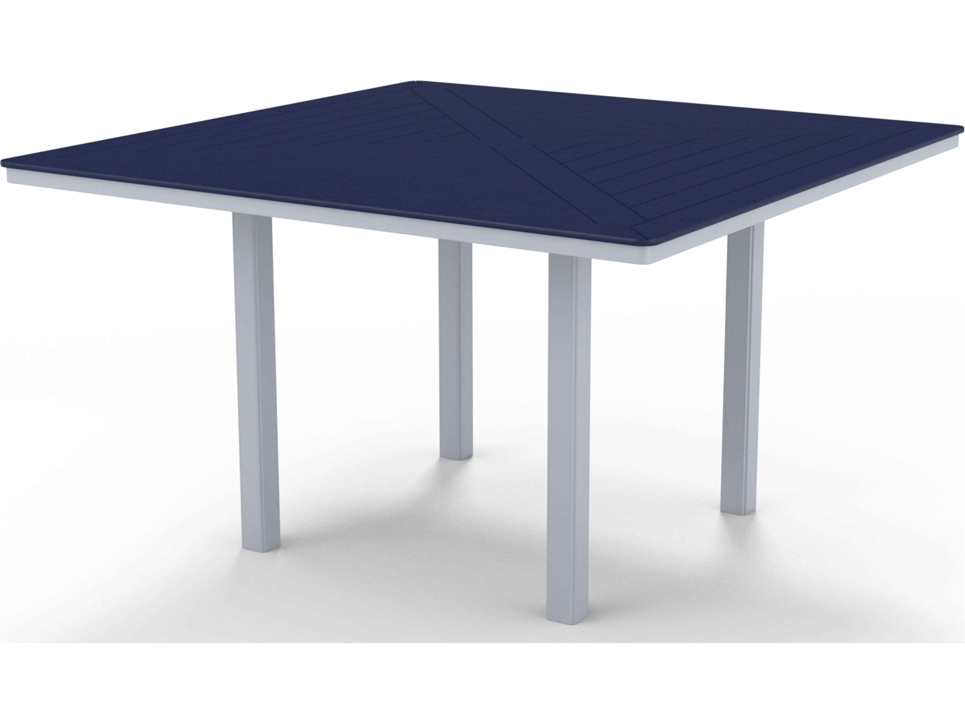 Telescope Casual Marine Grade Polymer Square Outdoor Patio Counter Height Table with Umbrella Hole