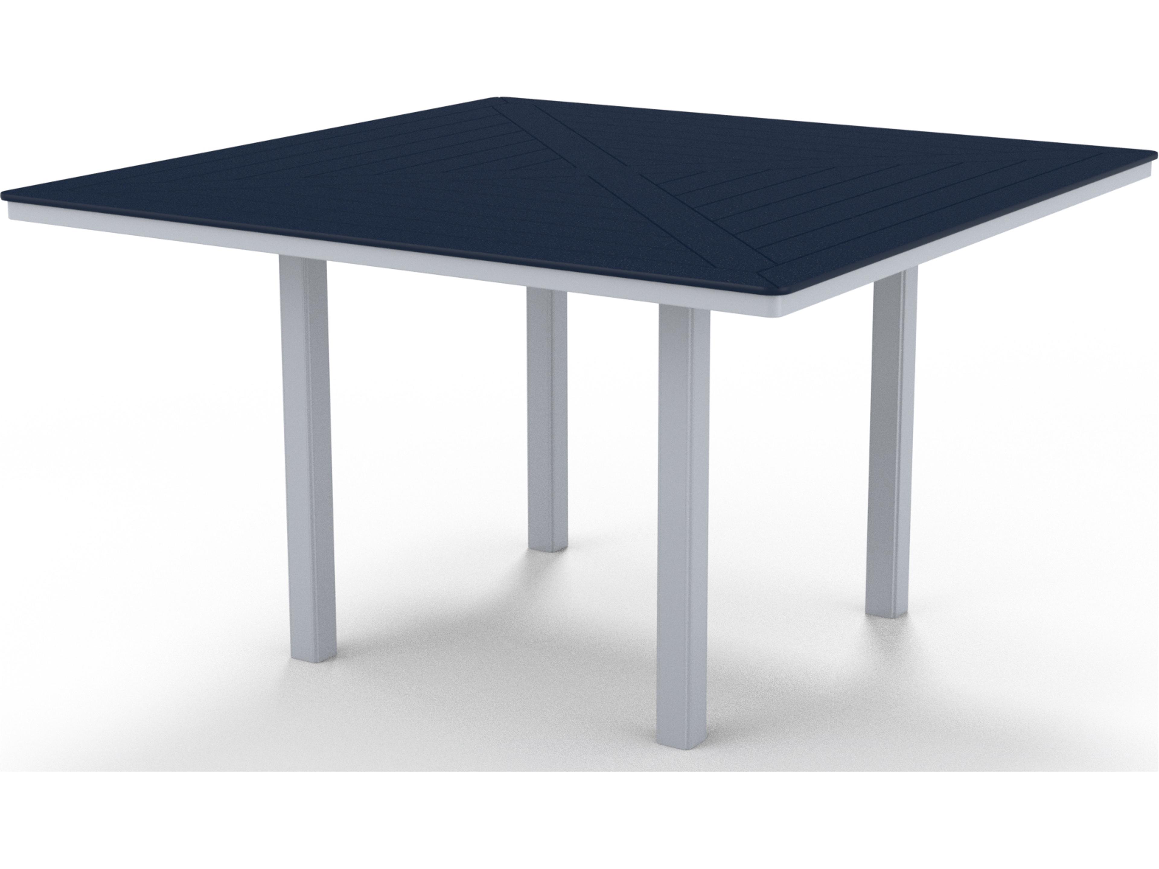 Telescope Casual Marine Grade Polymer Square Outdoor Patio Counter Height Table with Umbrella Hole