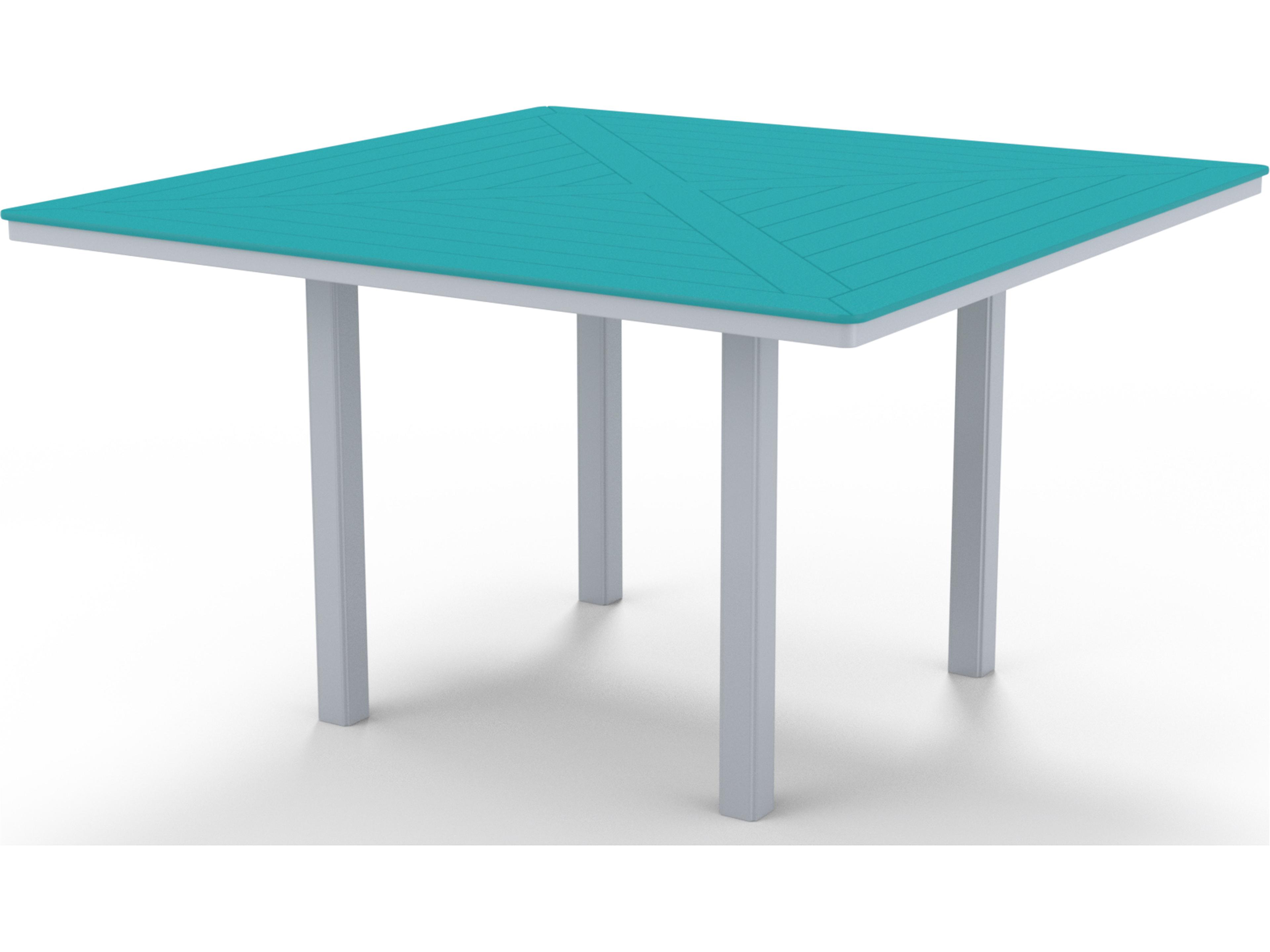 Telescope Casual Marine Grade Polymer Square Outdoor Patio Counter Height Table with Umbrella Hole