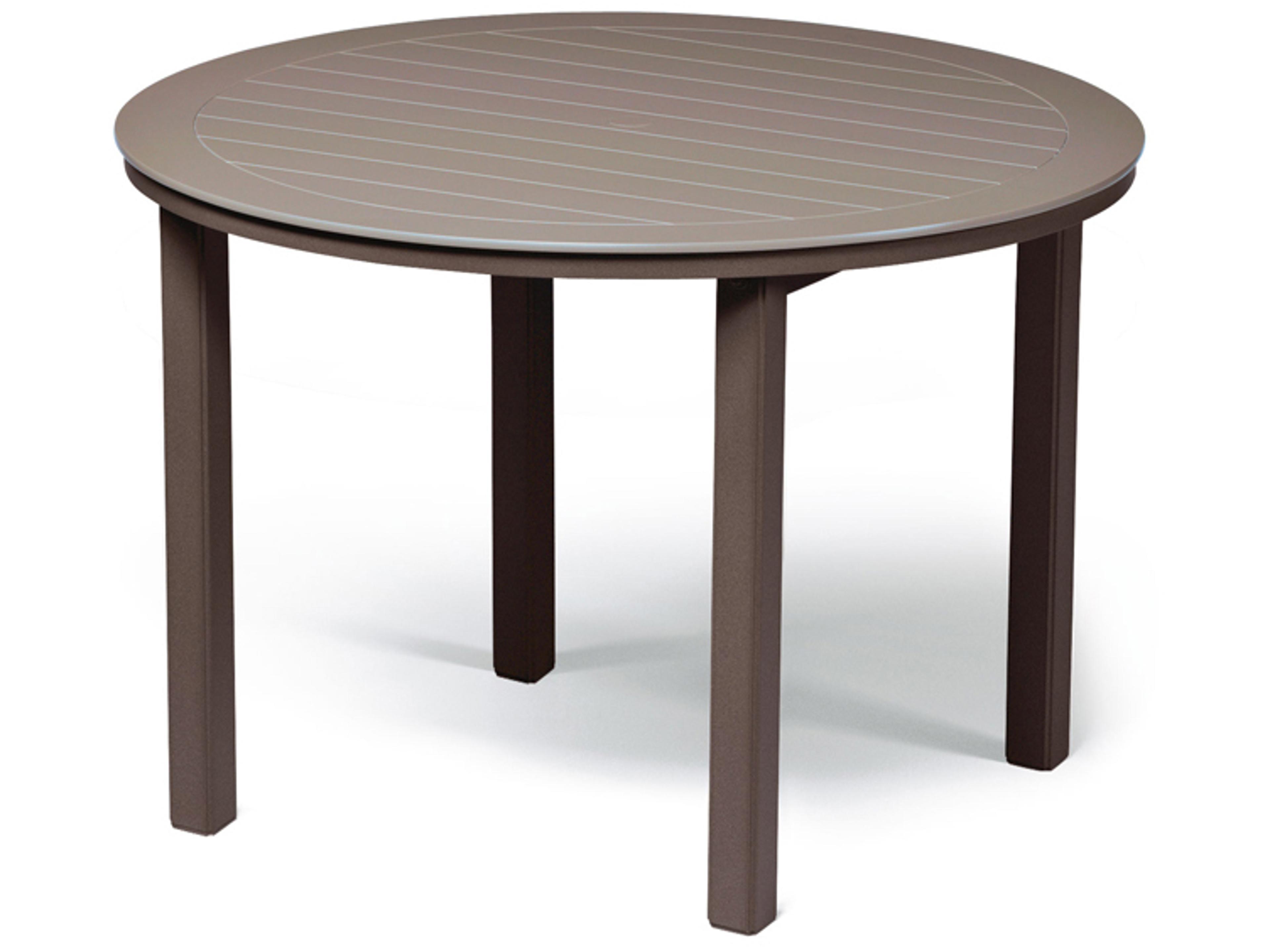 Marine Grade Polymer Round Outdoor Patio Counter Table with Umbrella Hole