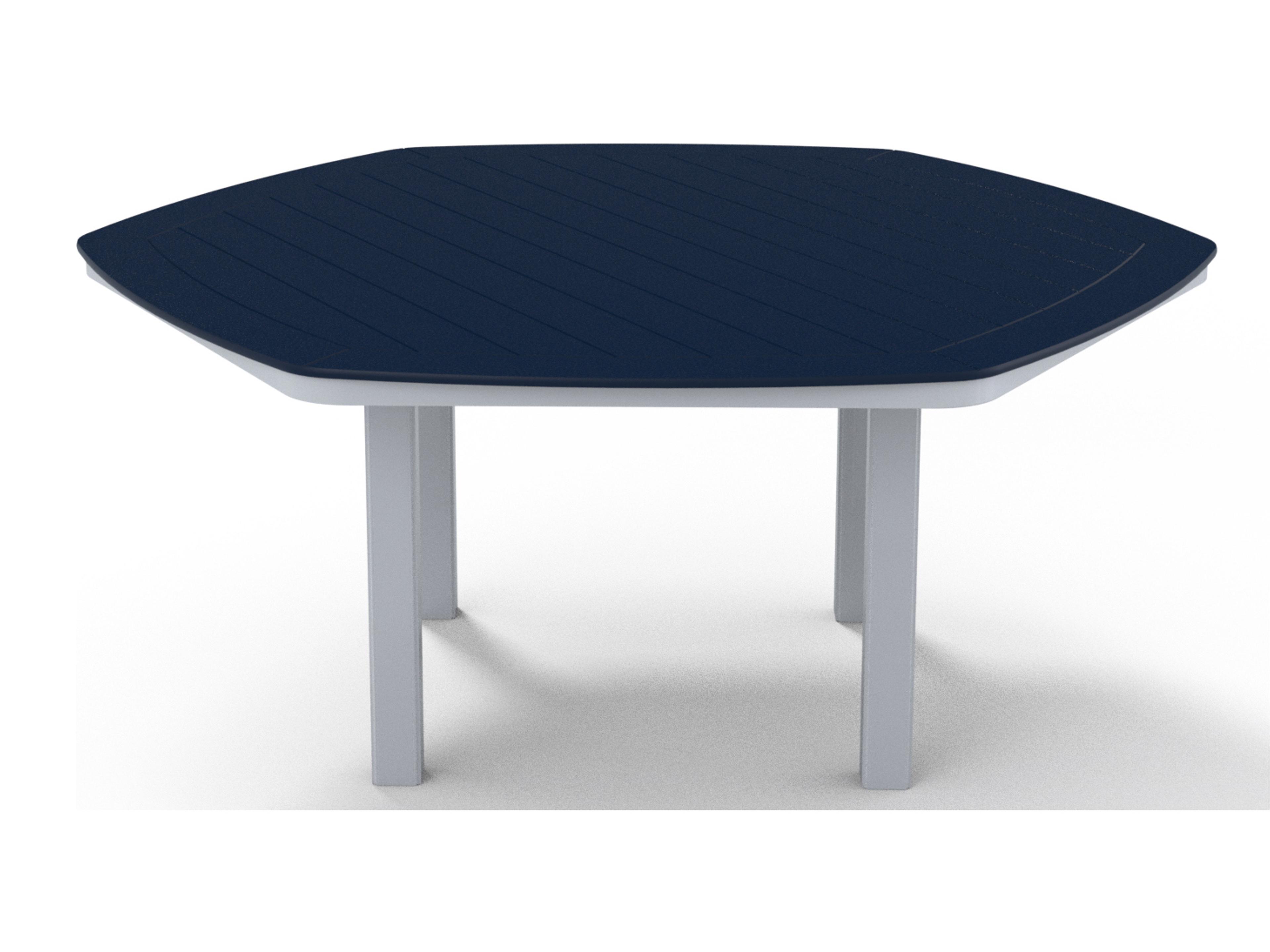 Telescope Casual Marine Grade Polymer Hexagon Patio Dining Table with Umbrella Hole