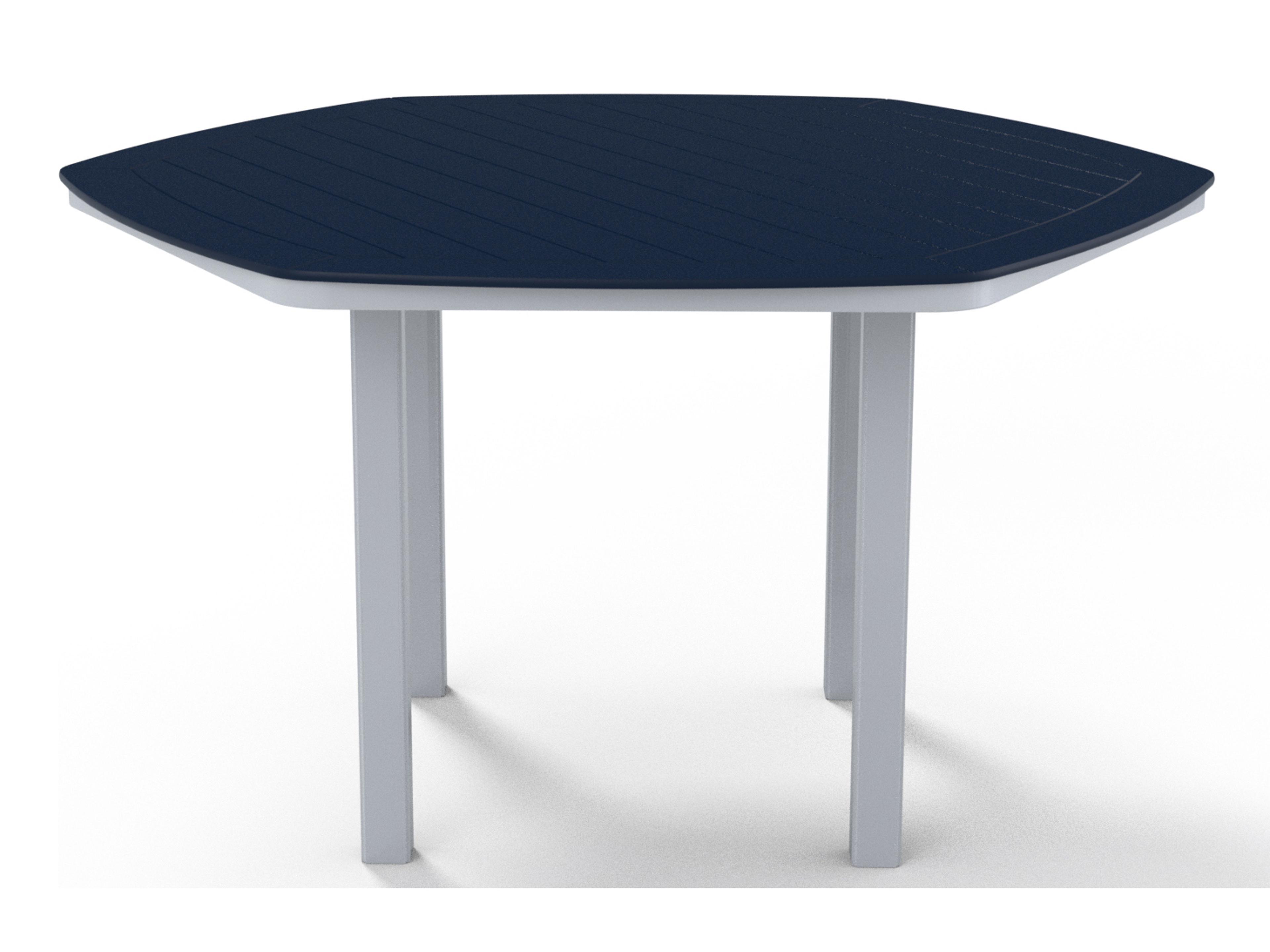 Telescope Casual Marine Grade Polymer Hexagon Patio Counter Height Table with Umbrella Hole