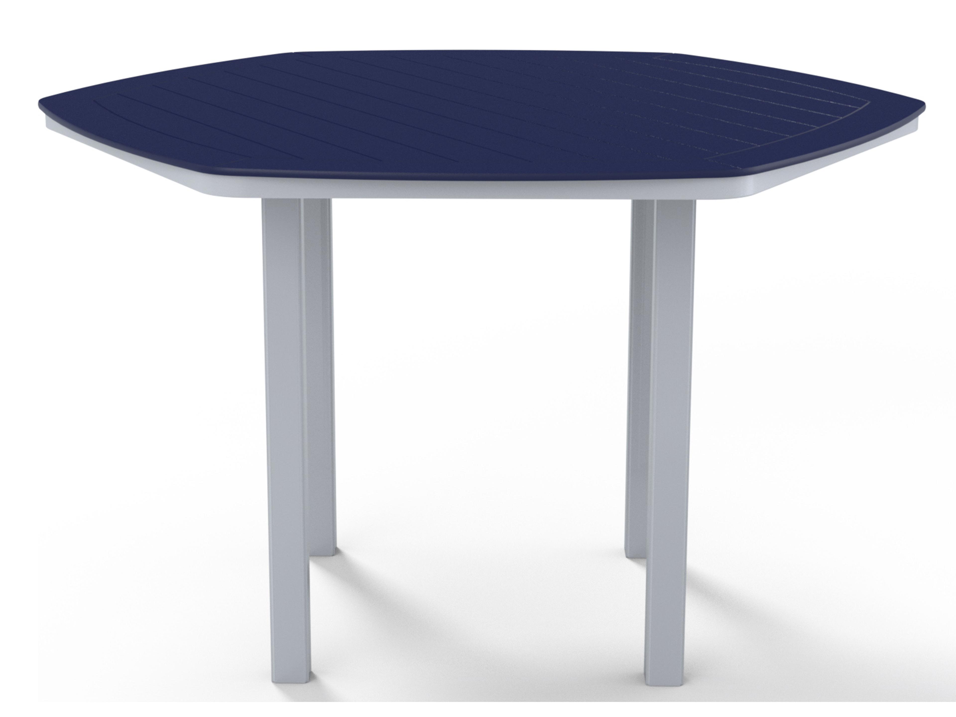 Telescope Casual Marine Grade Polymer Hexagon Patio Bar Height Table with Umbrella Hole