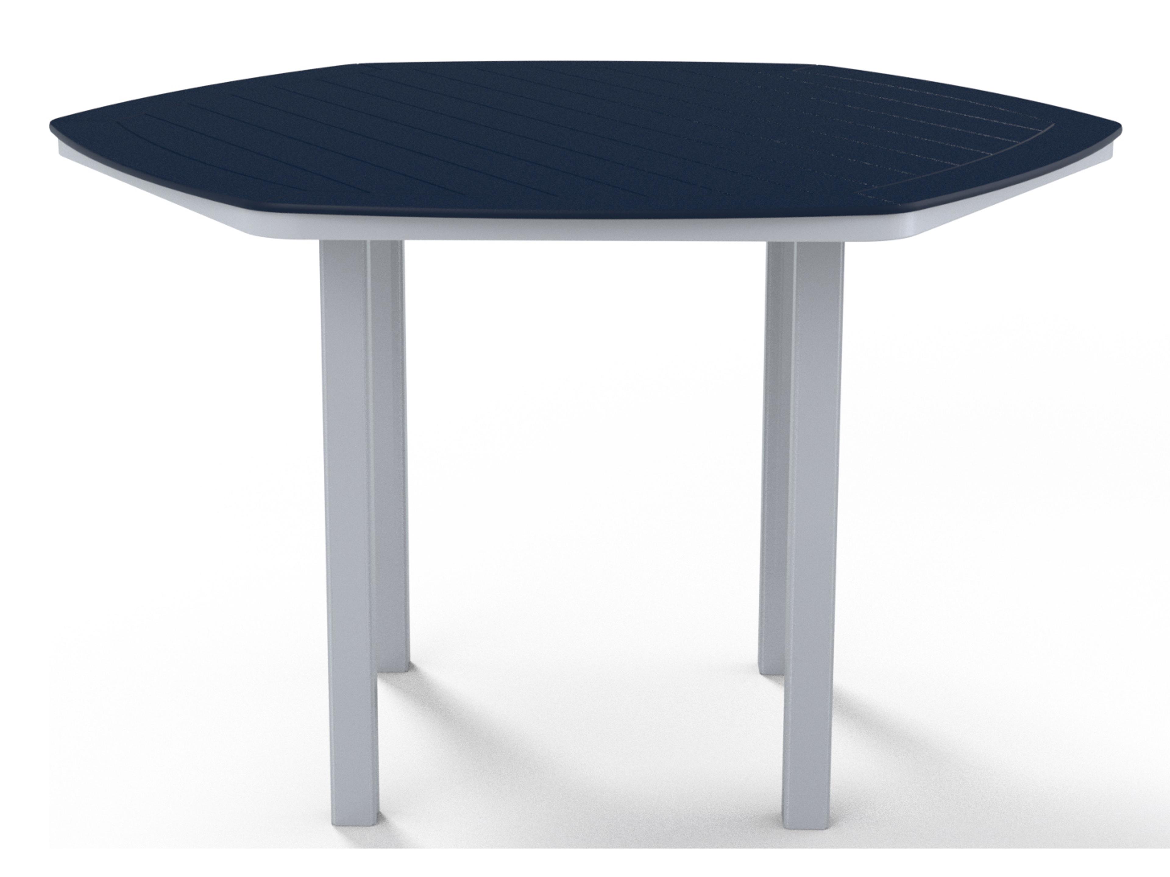 Telescope Casual Marine Grade Polymer Hexagon Patio Bar Height Table with Umbrella Hole