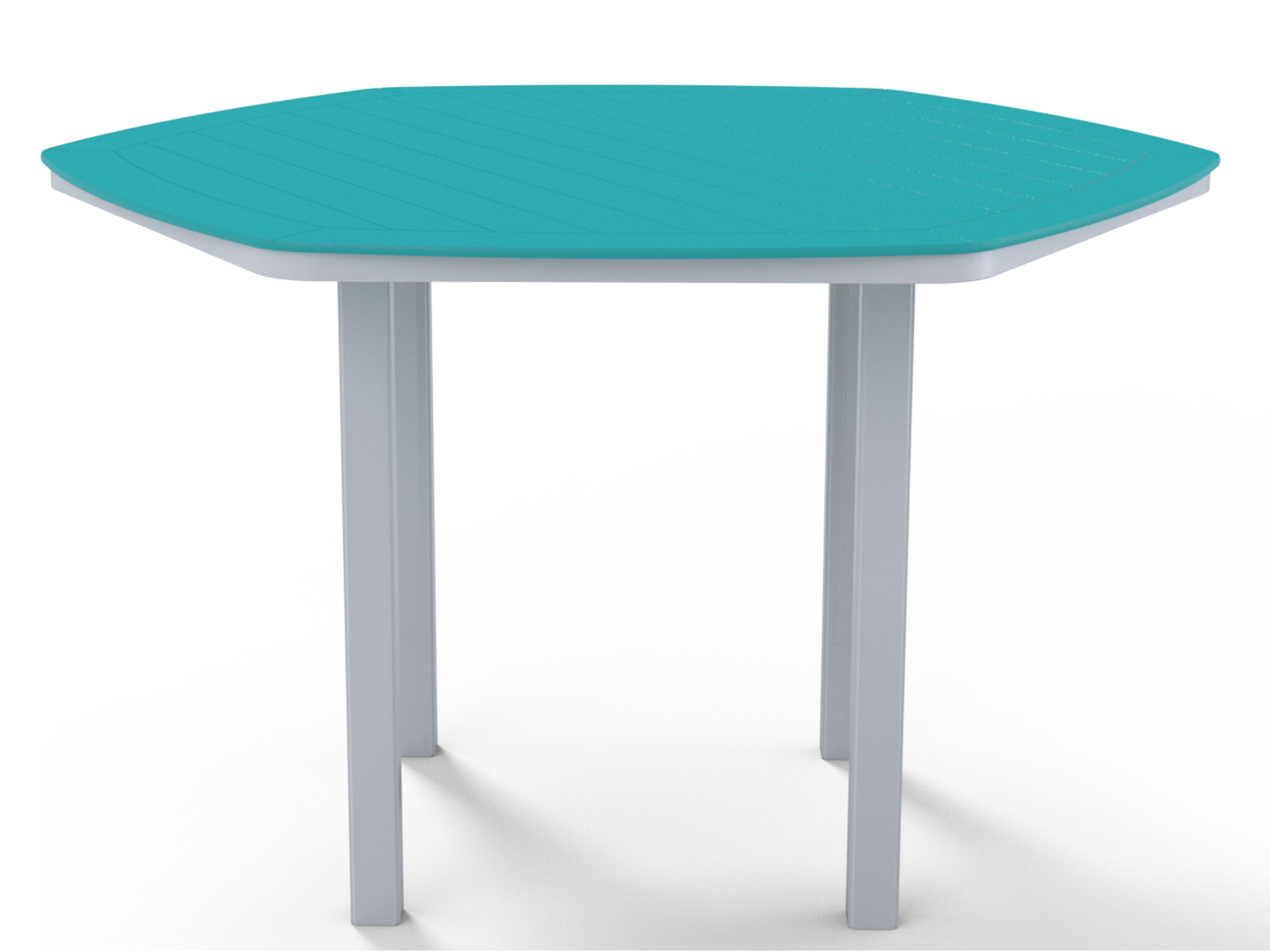 Telescope Casual Marine Grade Polymer Hexagon Patio Bar Height Table with Umbrella Hole