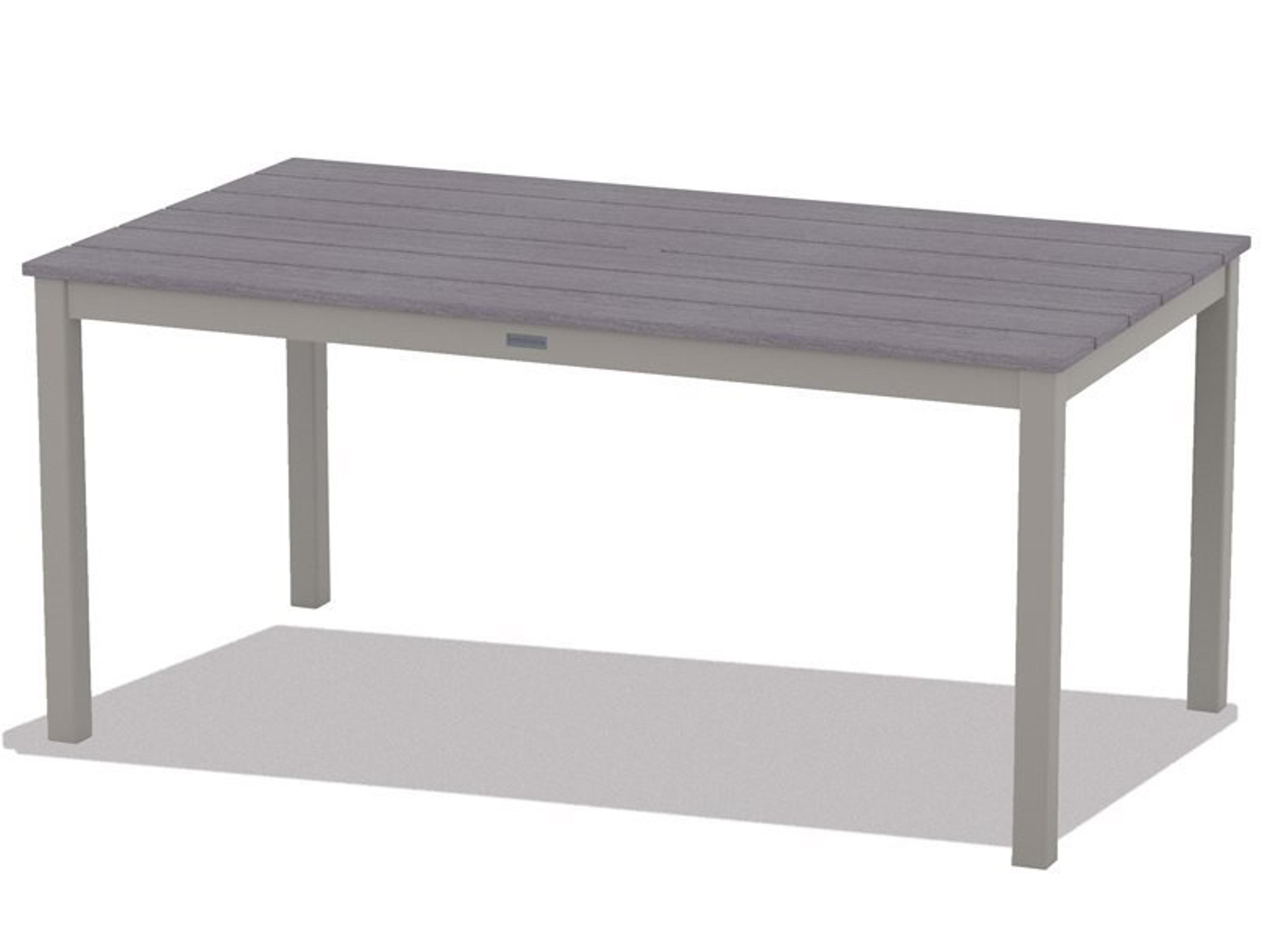 Marine Grade Polymer Rectangular Outdoor Patio Bar Table with Umbrella Hole