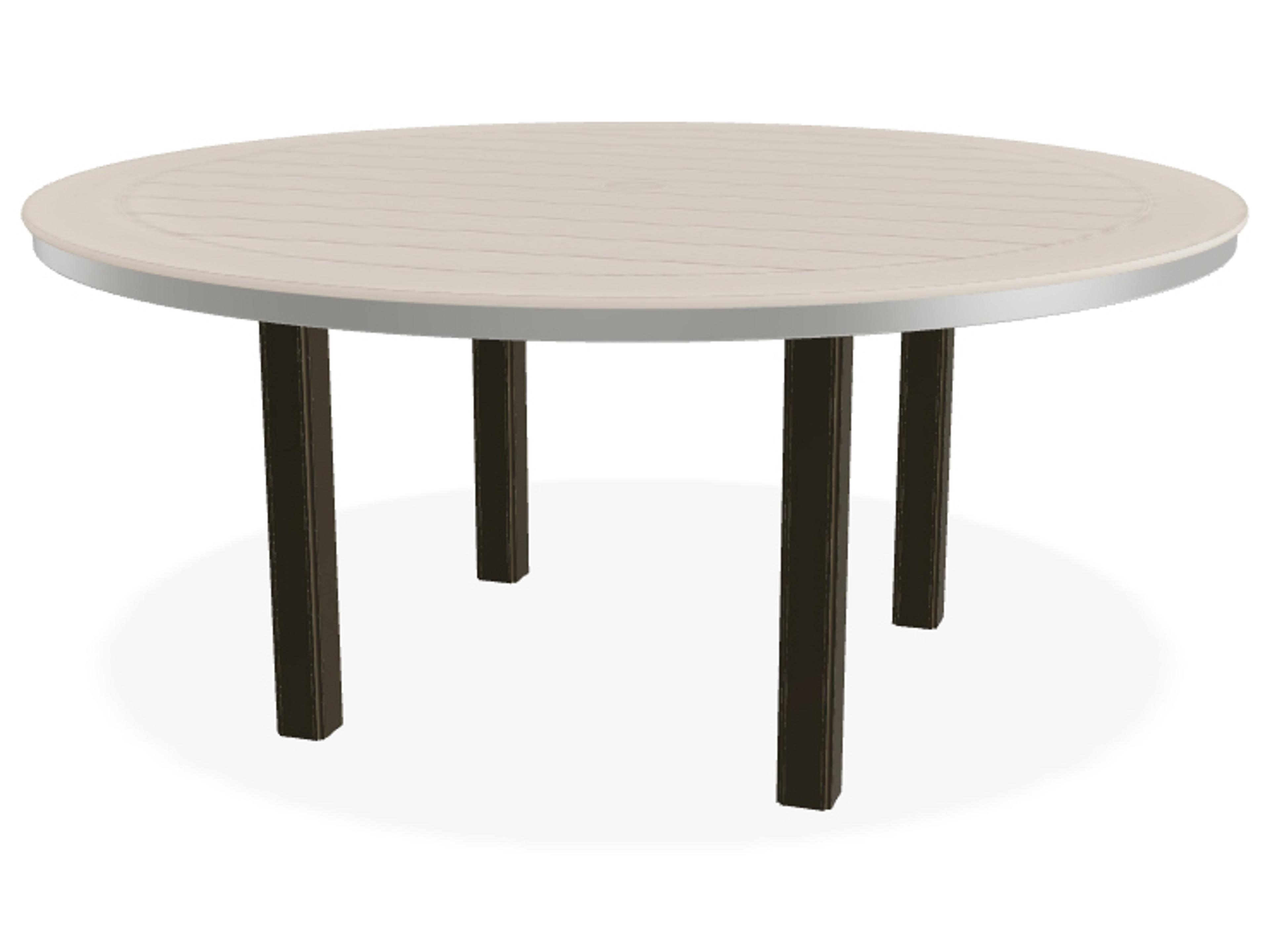 Marine Grade Polymer Round Outdoor Patio Dining Table with Umbrella Hole