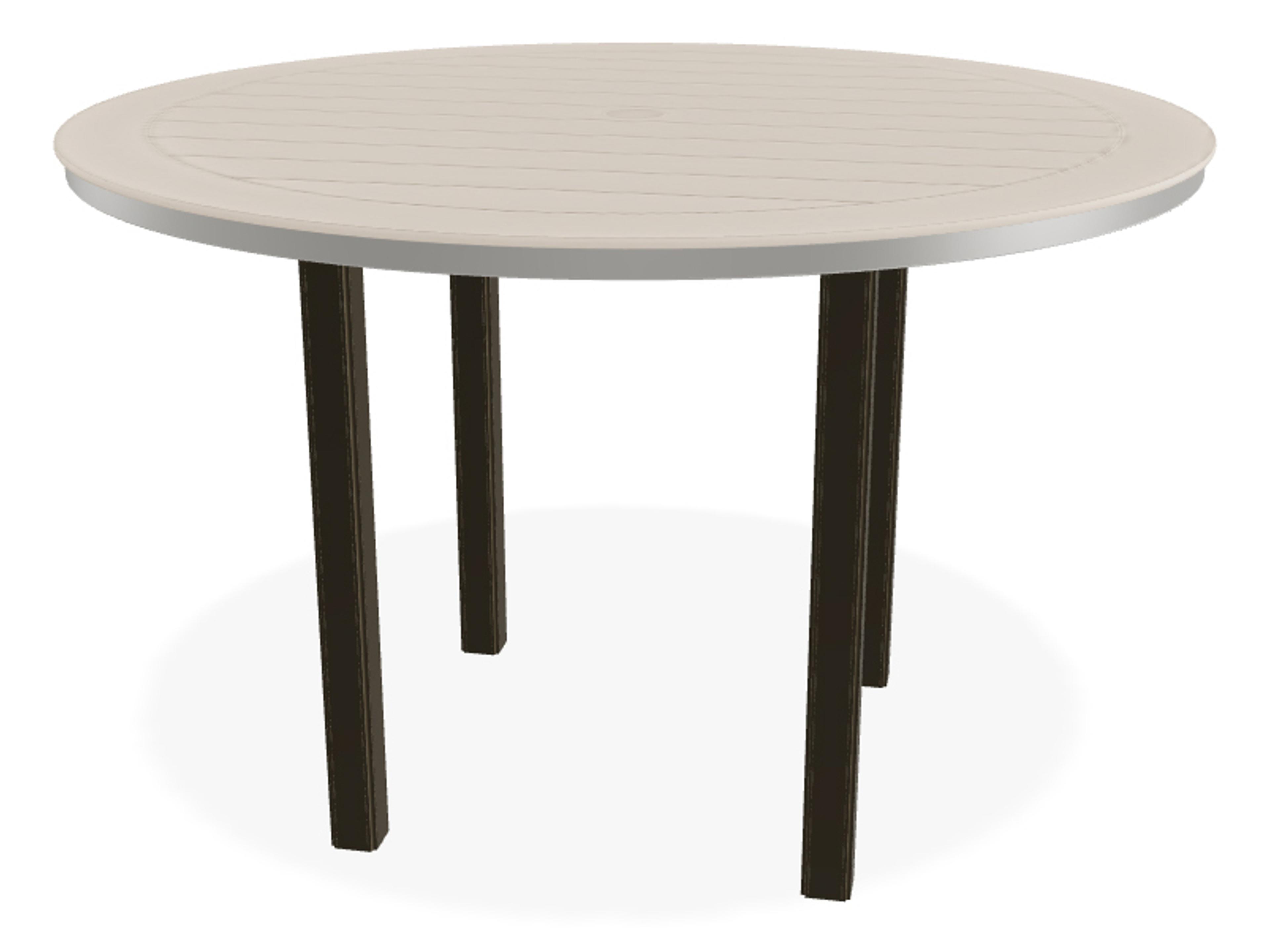 Marine Grade Polymer Round Outdoor Bar Height Table with Umbrella Hole