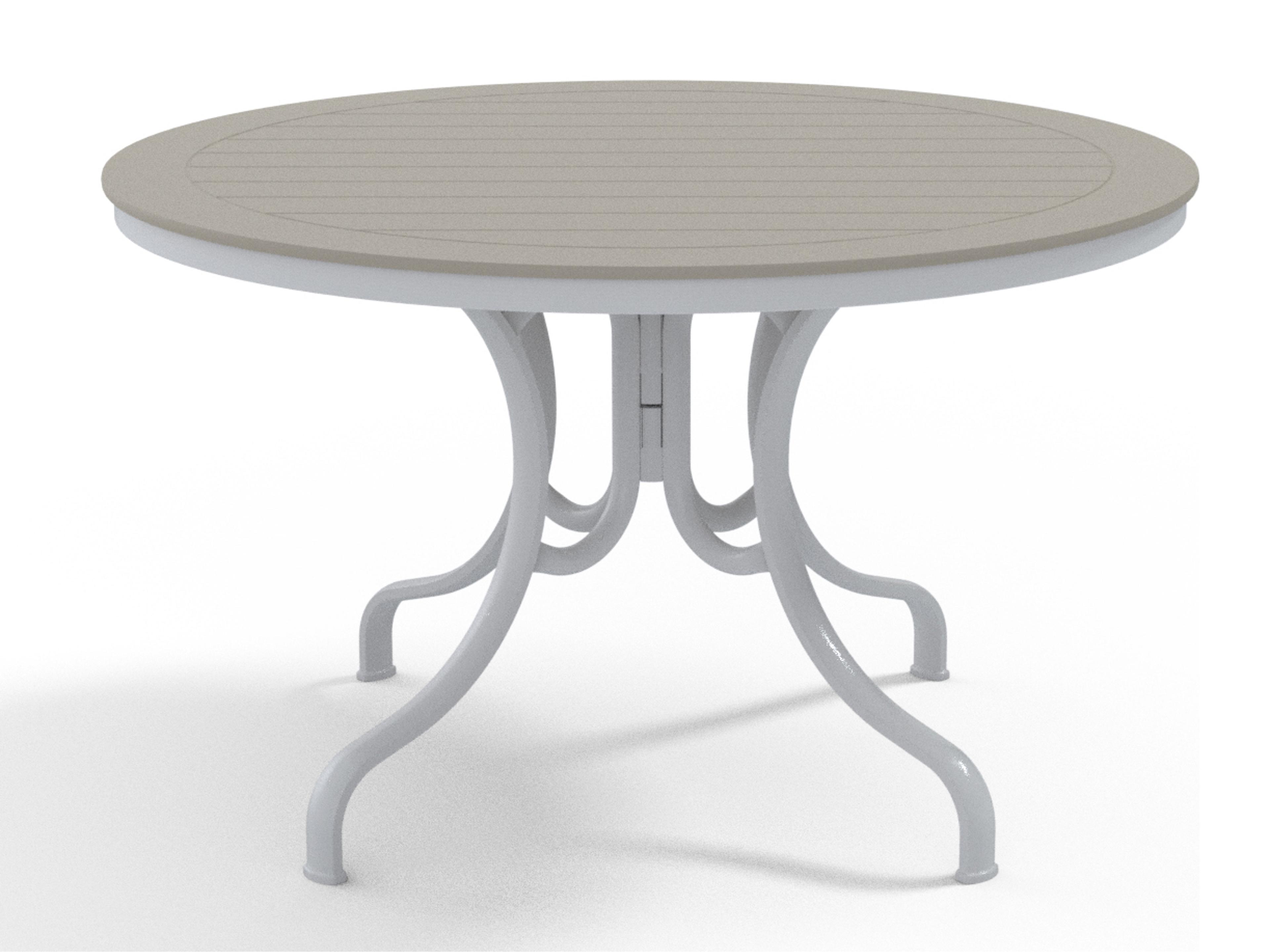 Marine Grade Polymer Round Deluxe Patio Dining Table with Umbrella Hole