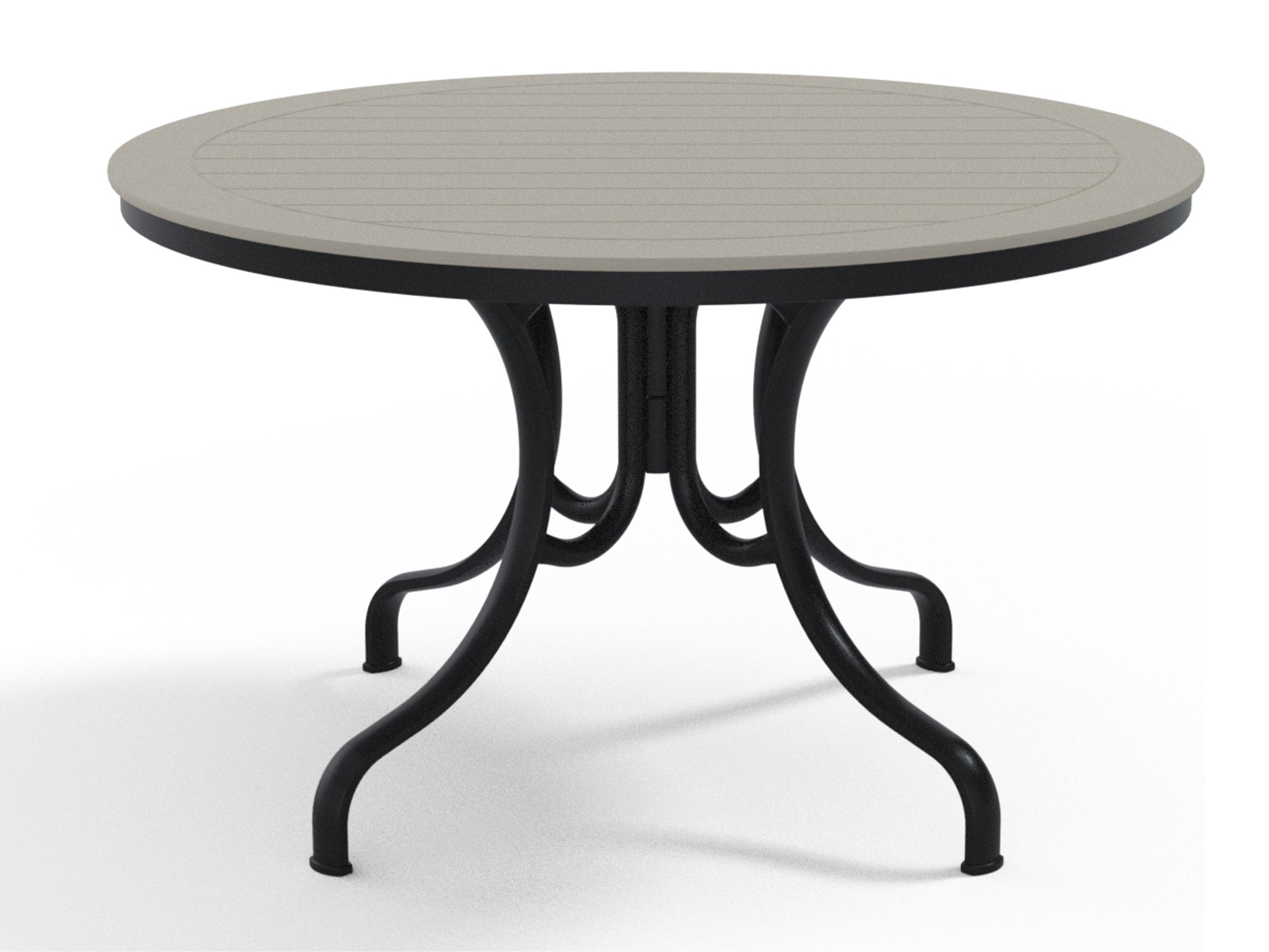 Telescope Casual Marine Grade Polymer Round Deluxe Patio Dining Table with Umbrella Hole