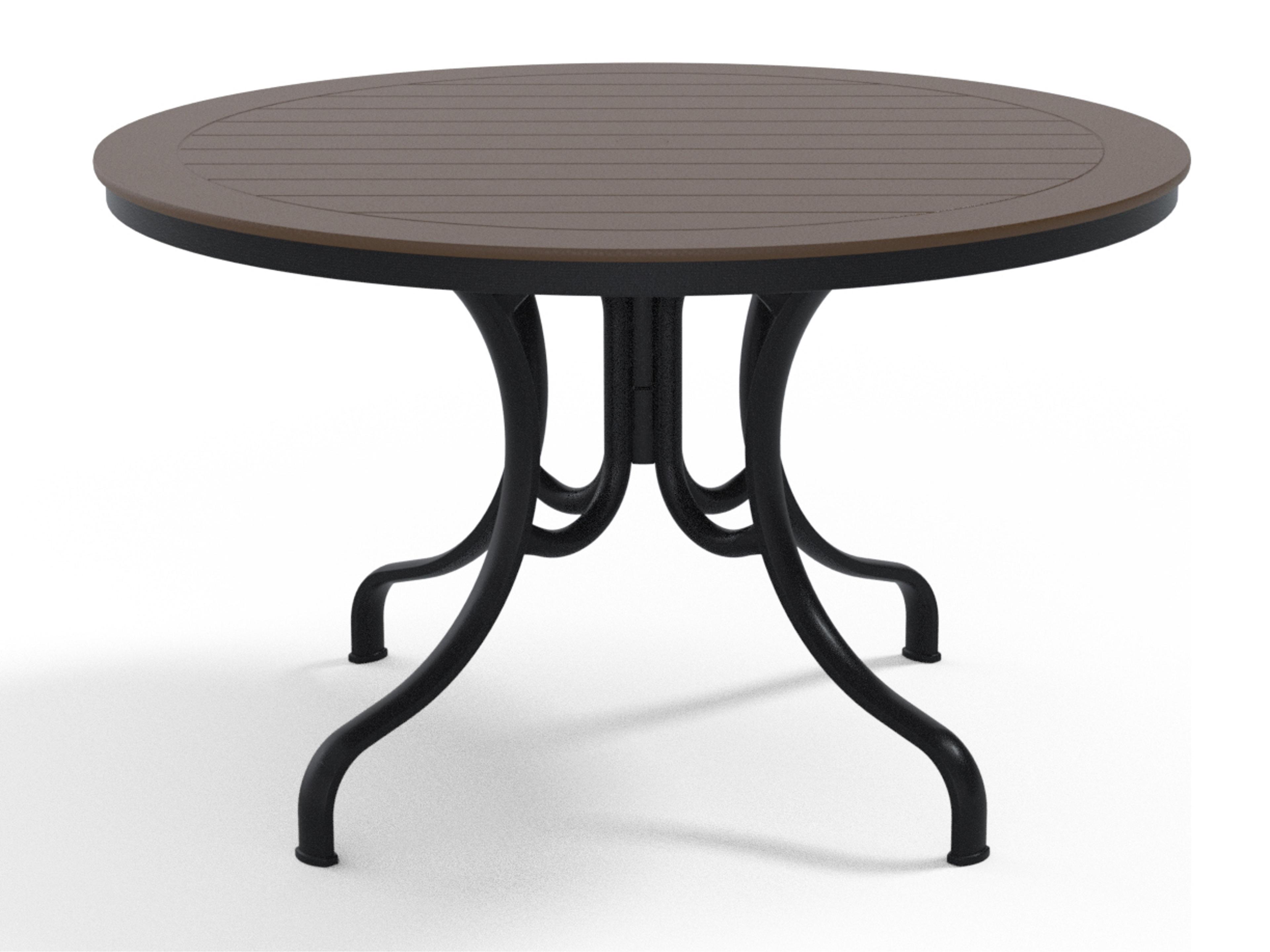 Telescope Casual Marine Grade Polymer Round Deluxe Patio Dining Table with Umbrella Hole