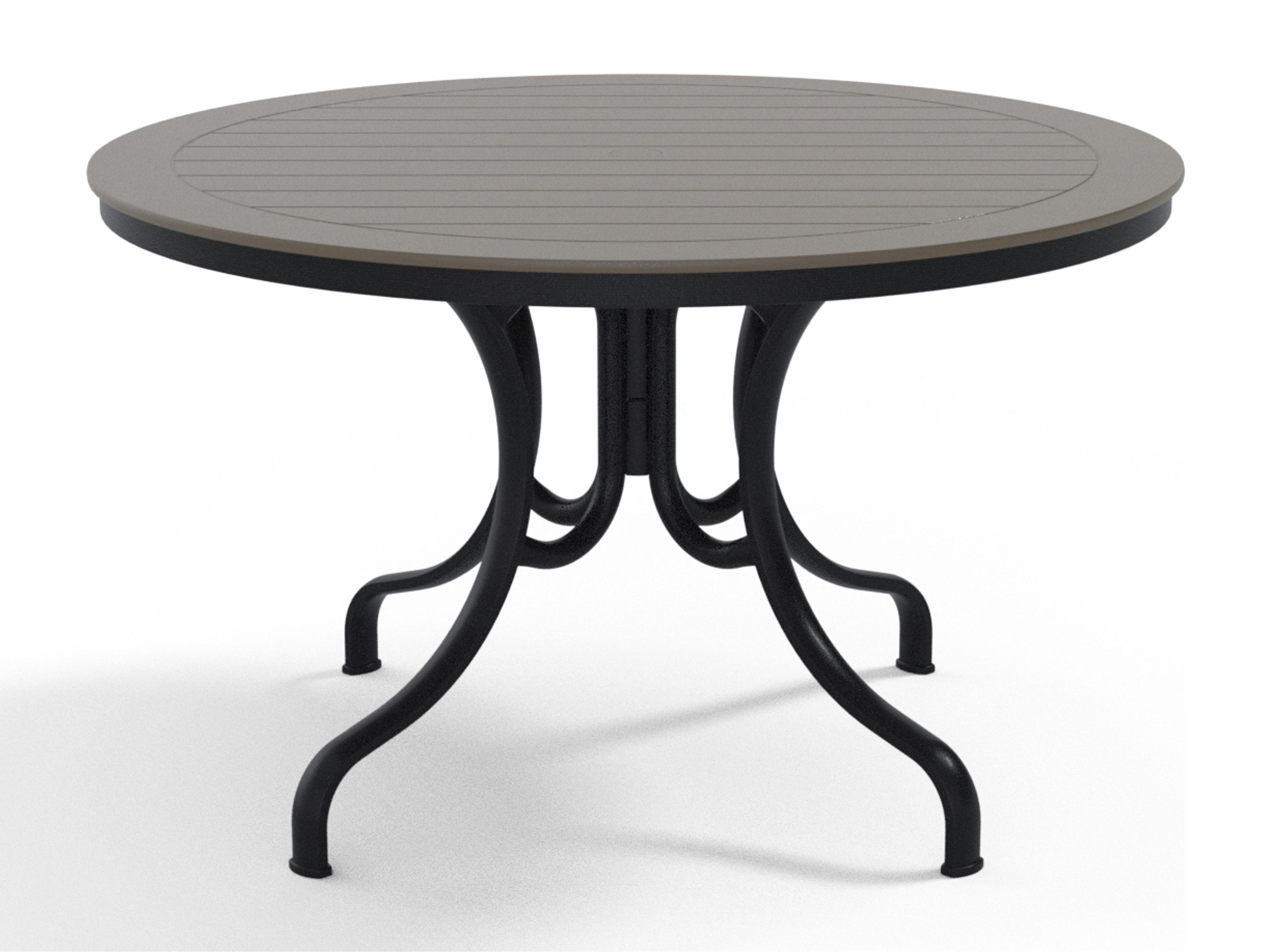 Telescope Casual Marine Grade Polymer Round Deluxe Patio Dining Table with Umbrella Hole