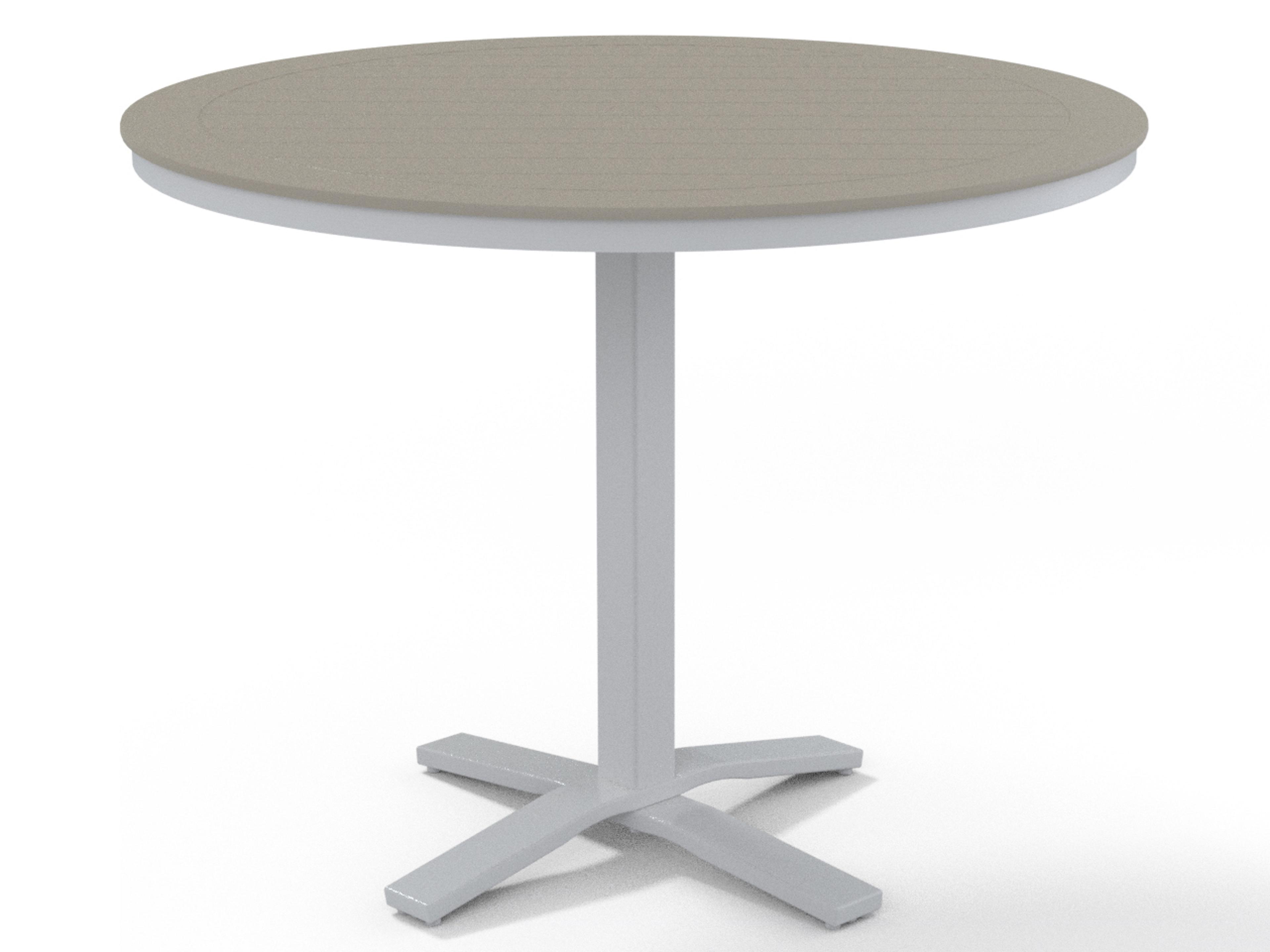 Telescope Casual Marine Grade Polymer Round Pedestal Outdoor Patio Counter Height Table with Umbrella Hole