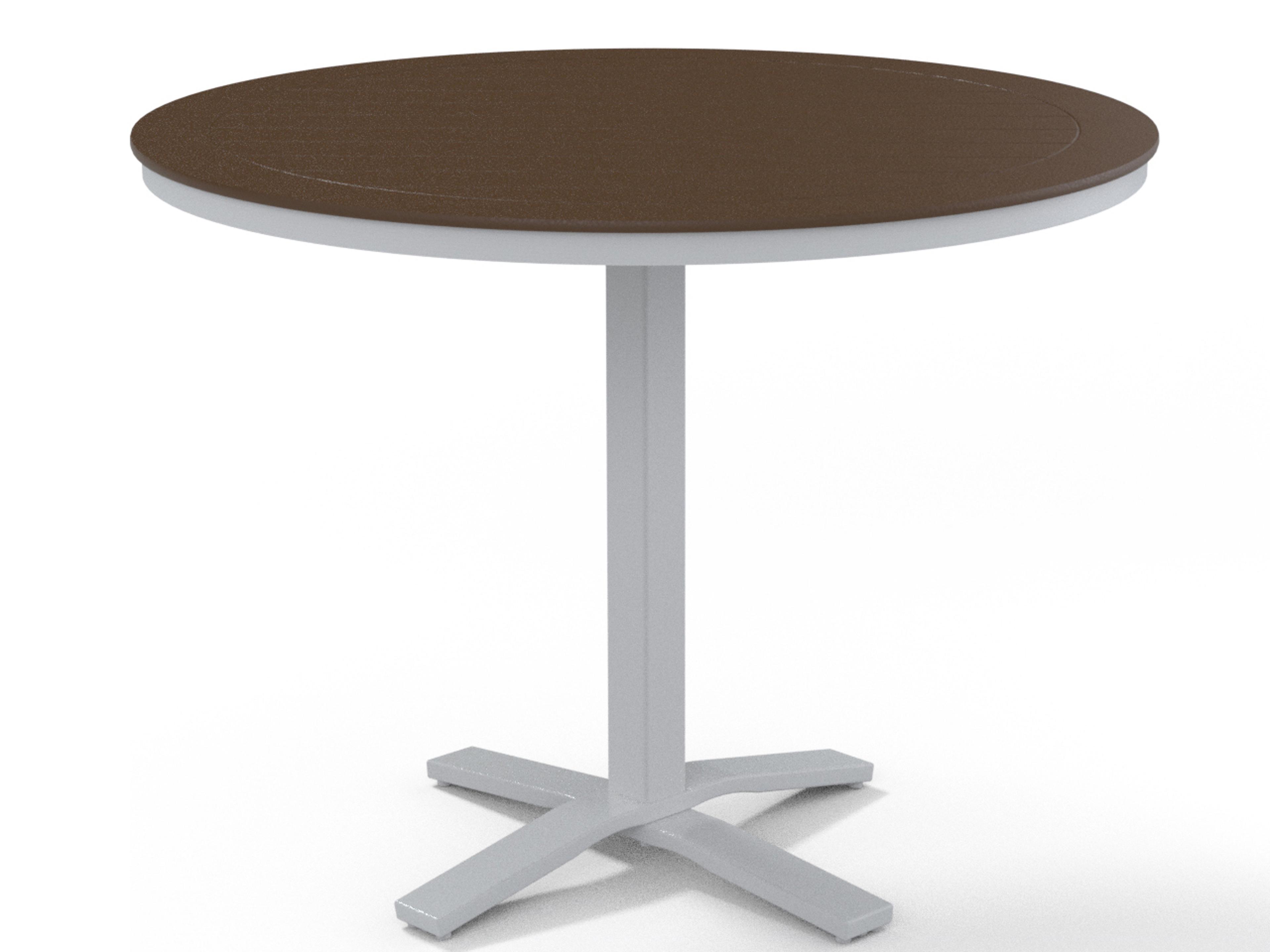 Telescope Casual Marine Grade Polymer Round Pedestal Outdoor Patio Counter Height Table with Umbrella Hole