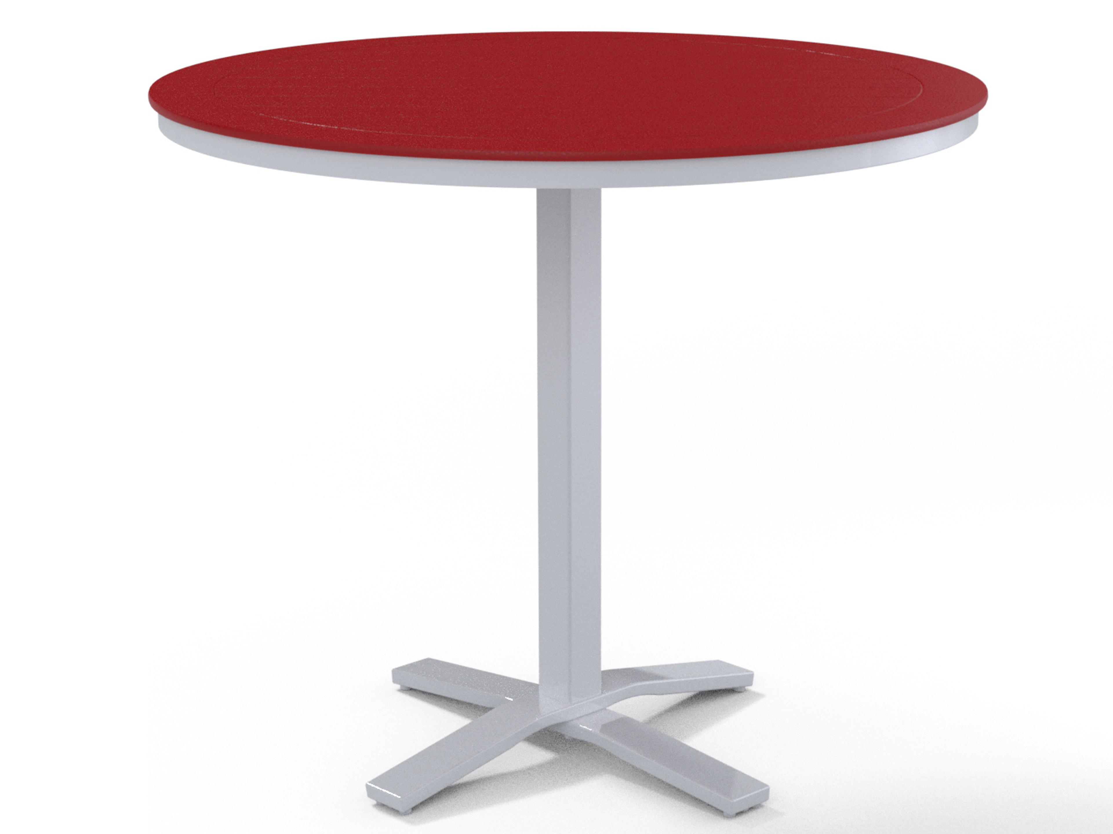 Telescope Casual Marine Grade Polymer Round Pedestal Outdoor Patio Bar Height Table with Umbrella Hole