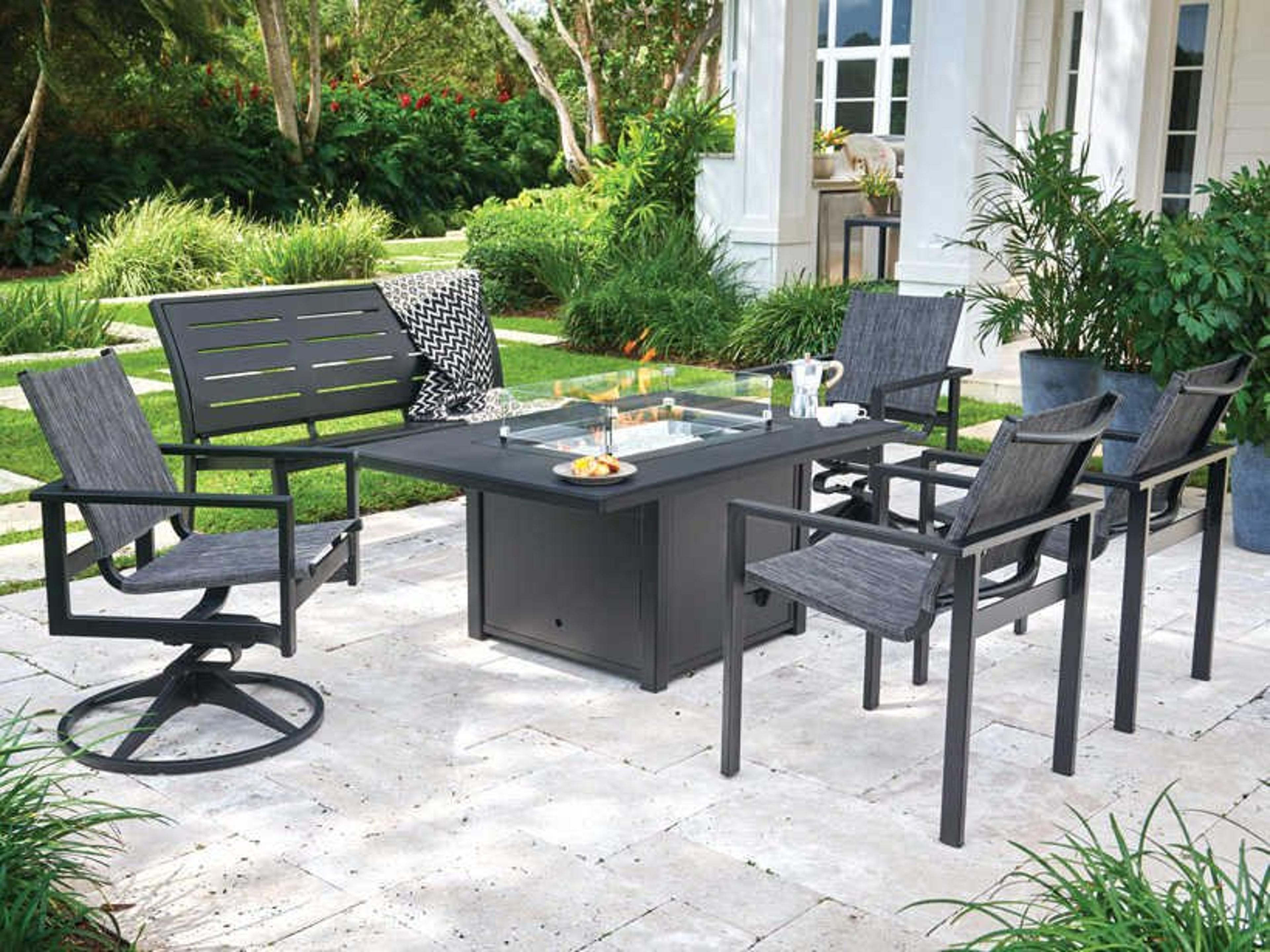 Telescope Casual Tribeca Sling Aluminum Fire Pit Lounge Set