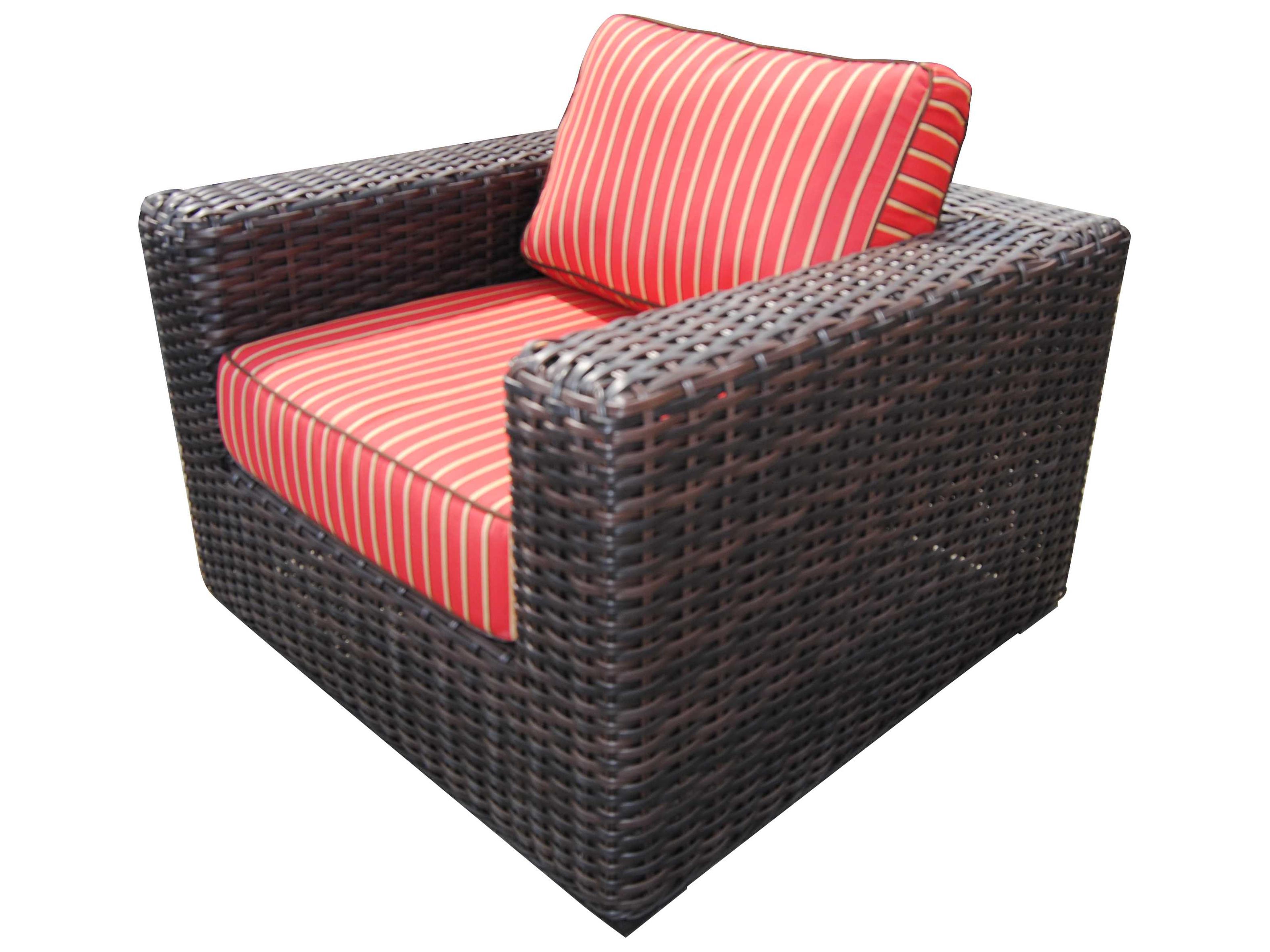 Teva Santa Monica Wicker Rattan Outdoor Club Chair in Grey Fabric