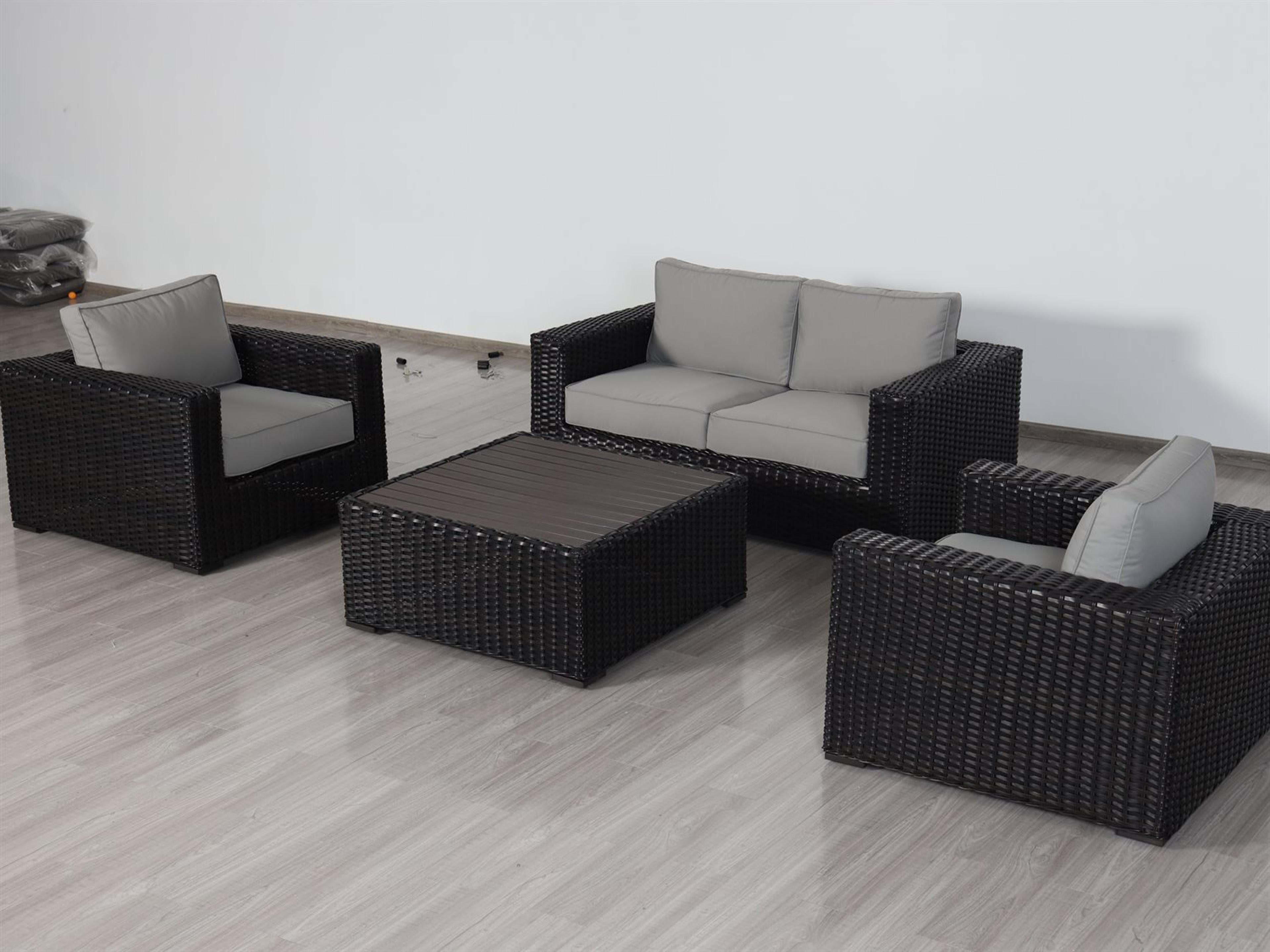Santa Monica Grey Wicker Rattan Outdoor Lounge Set