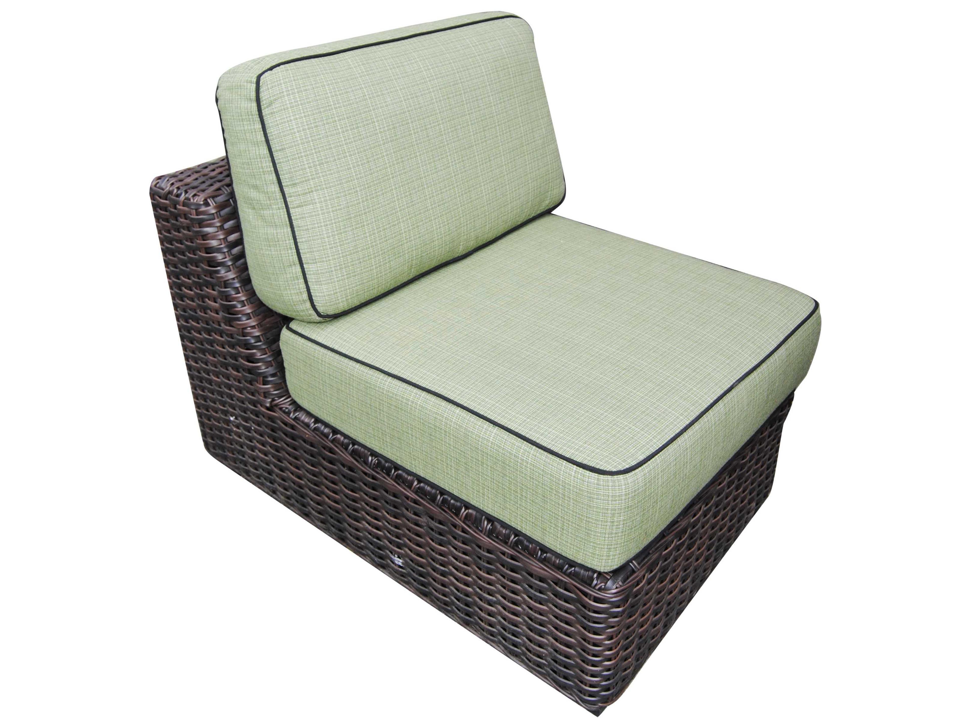 Teva Santa Monica Wicker Rattan Middle of Sectional in Grey Fabric