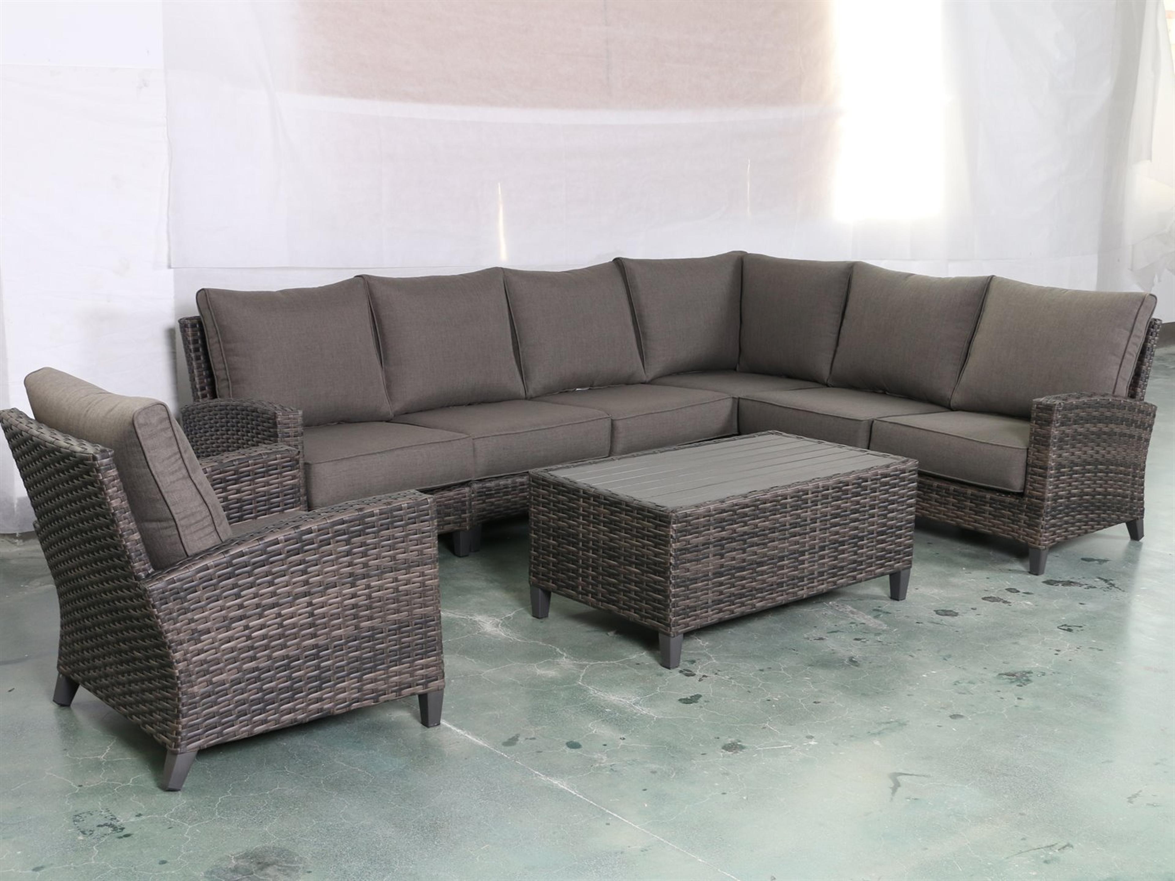 Barbados Outdoor 6 Piece Sectional Set with Club Chair