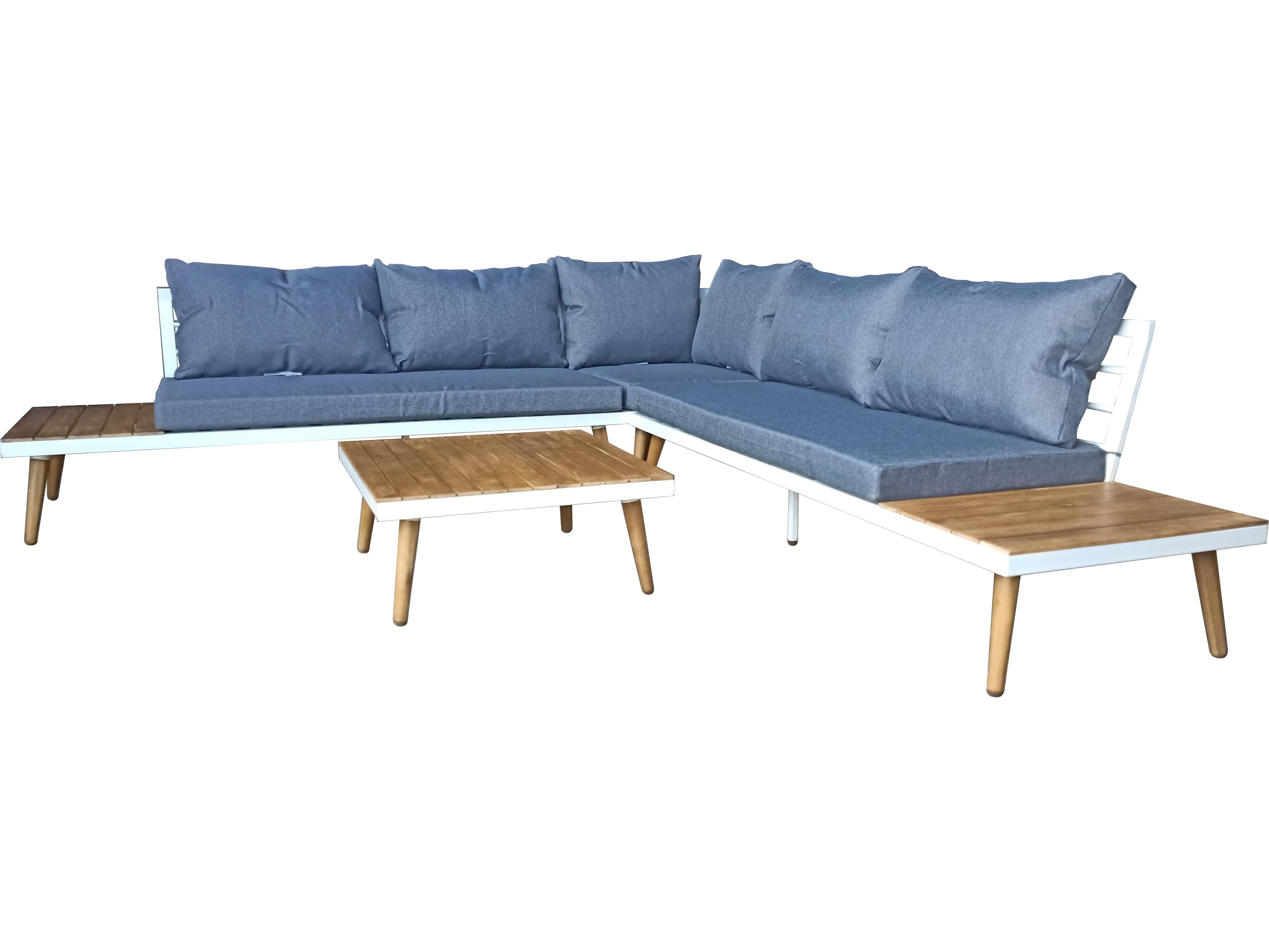 Paradise Wood Iron Sectional Outdoor Patio Lounge Set