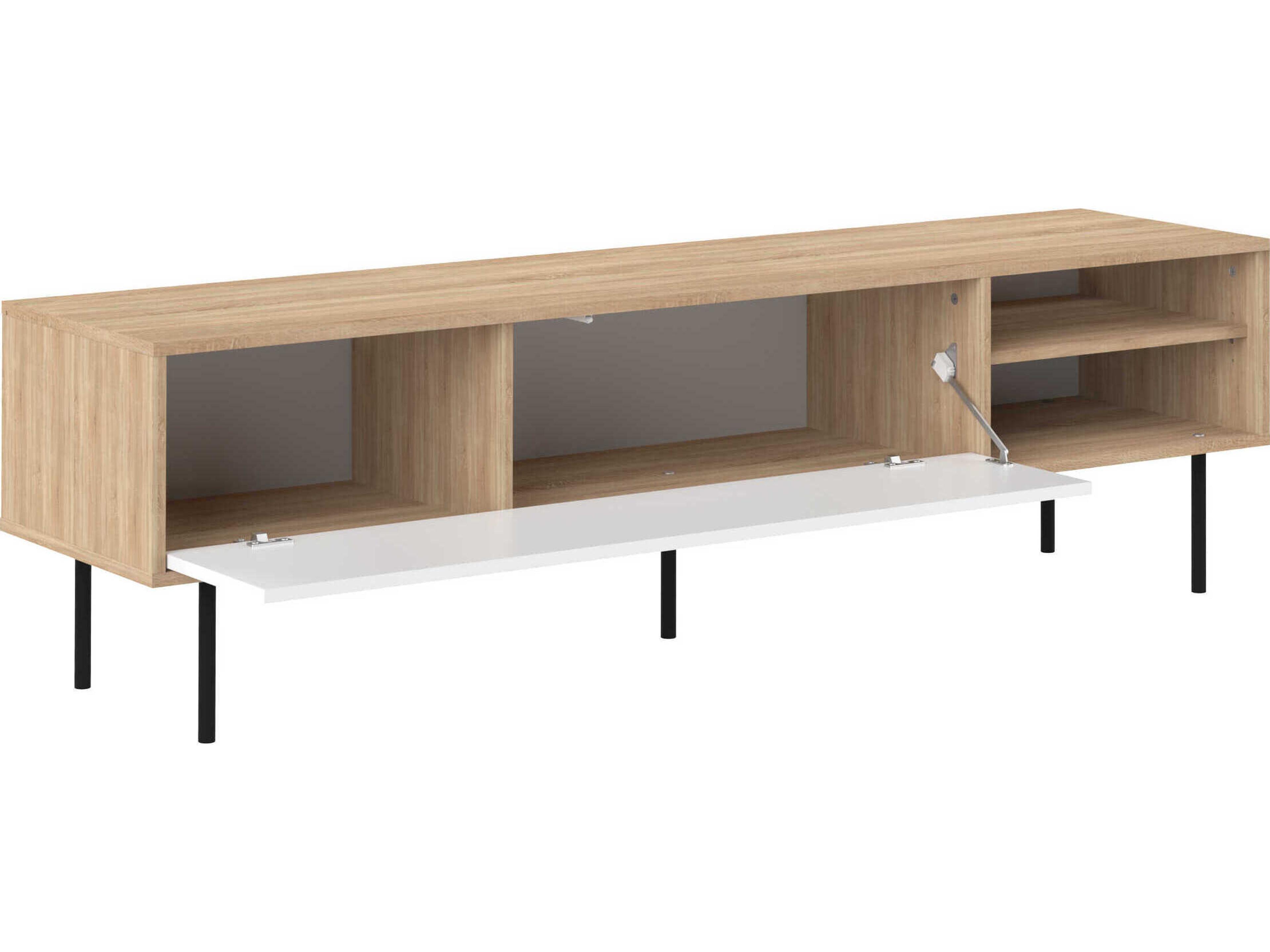 TemaHome Ampere 65" Oak Wood Melamine Natural White TV Stand