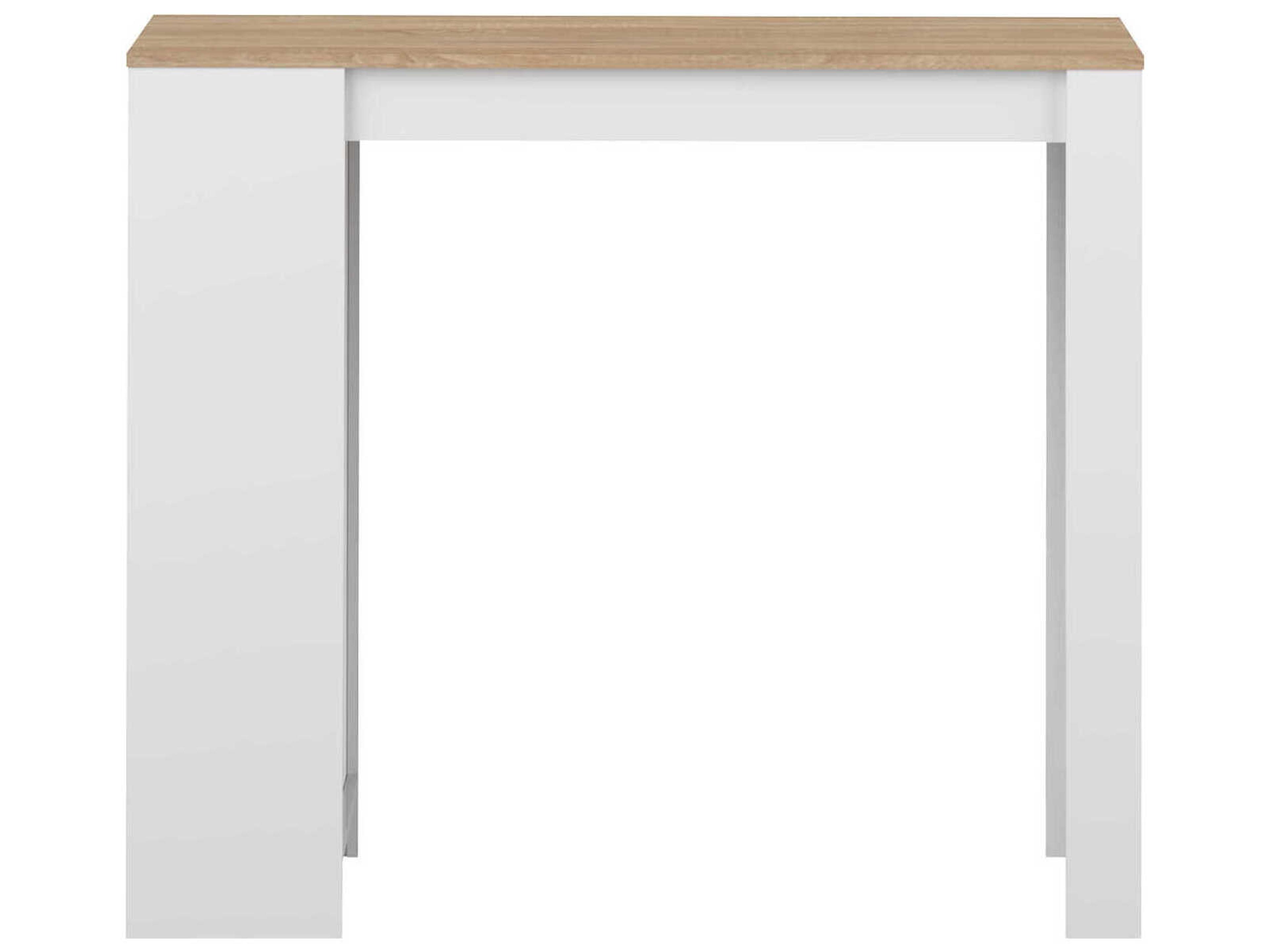 TemaHome Aravis Melamine White Natural Oak Rectangular Bar Table