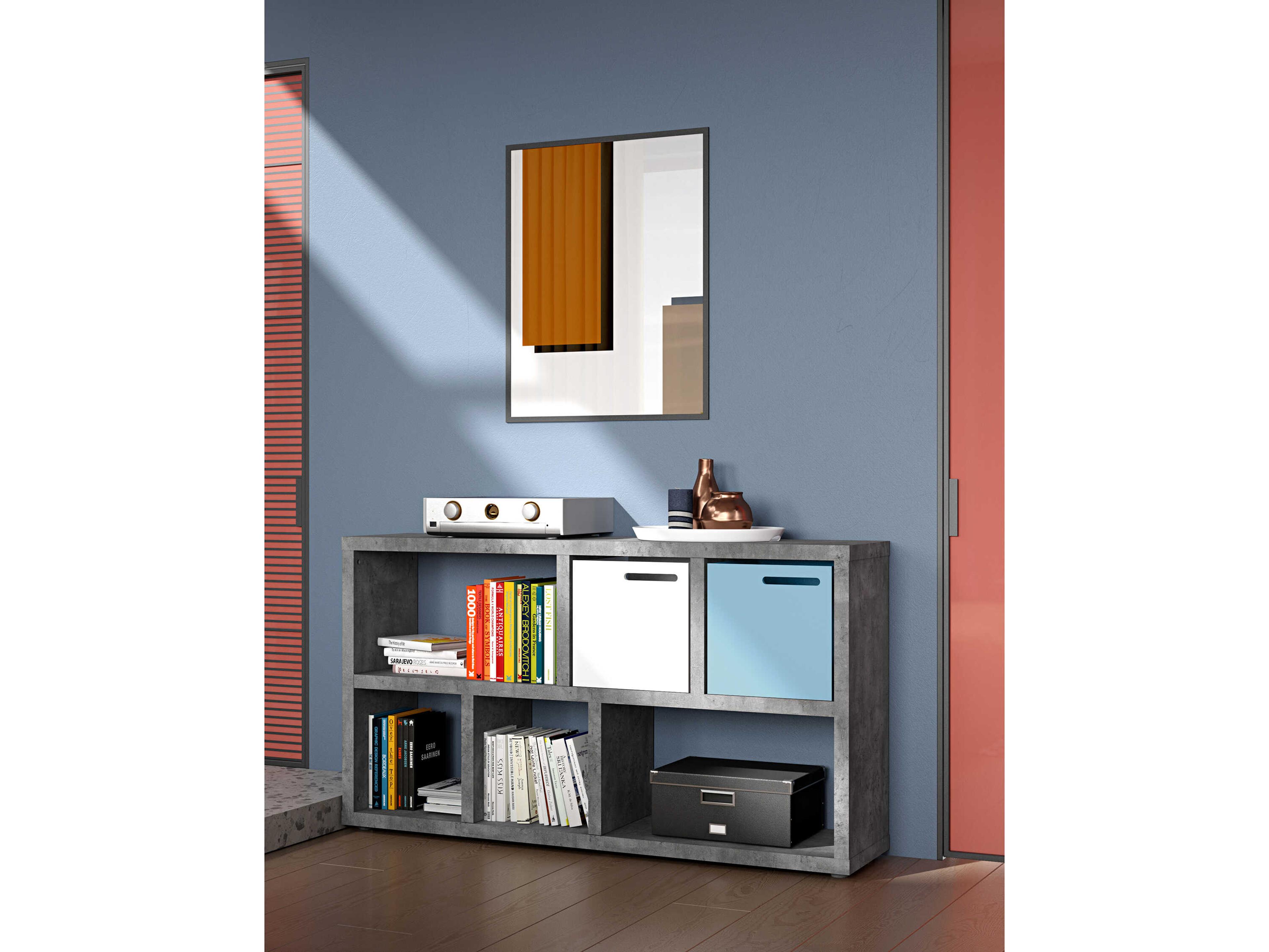 TemaHome Berlin Rectangular Wood Concrete Look Console Table