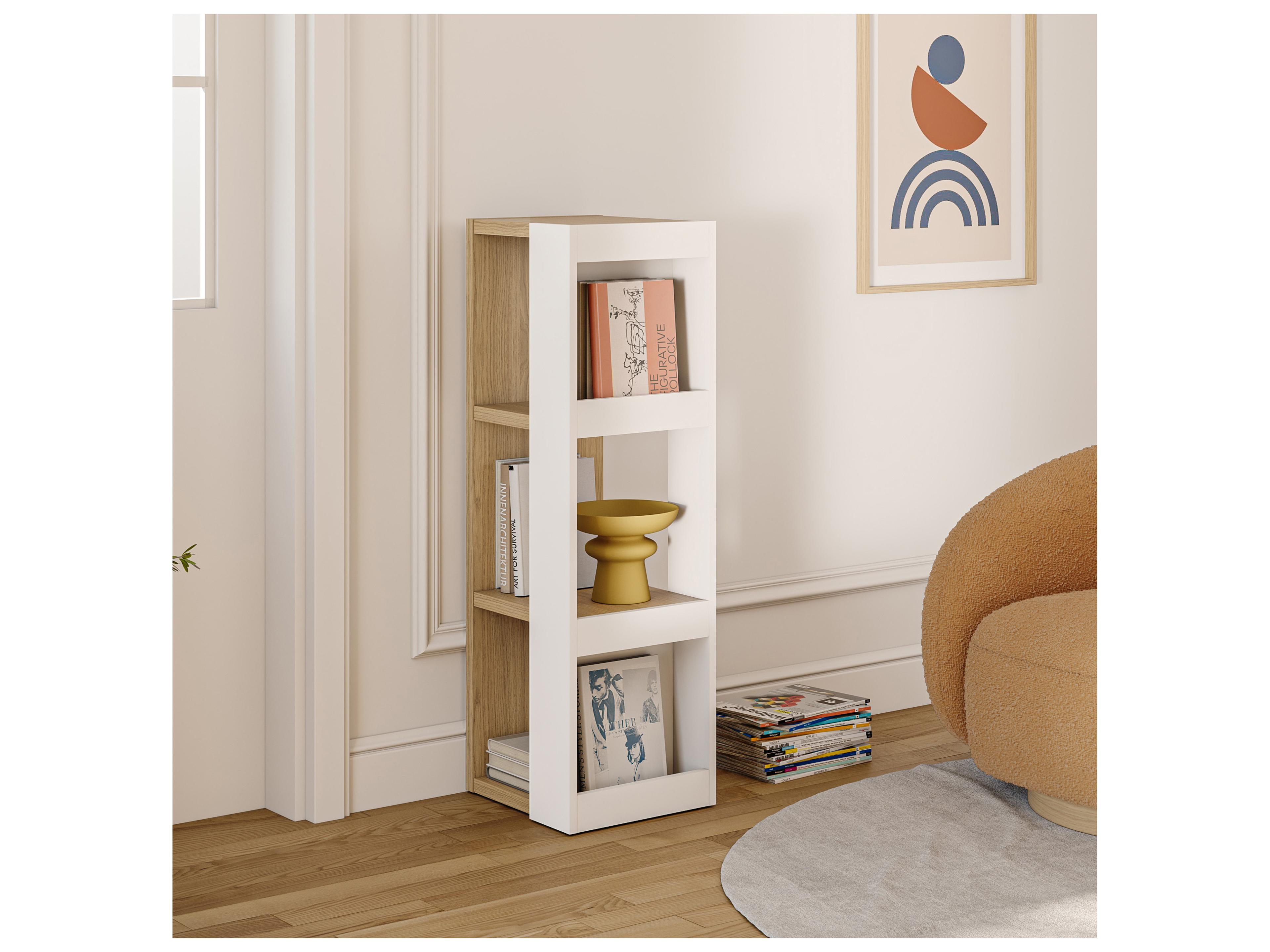 TemaHome Ella Melamine Light Oak & Pure White Bookcase