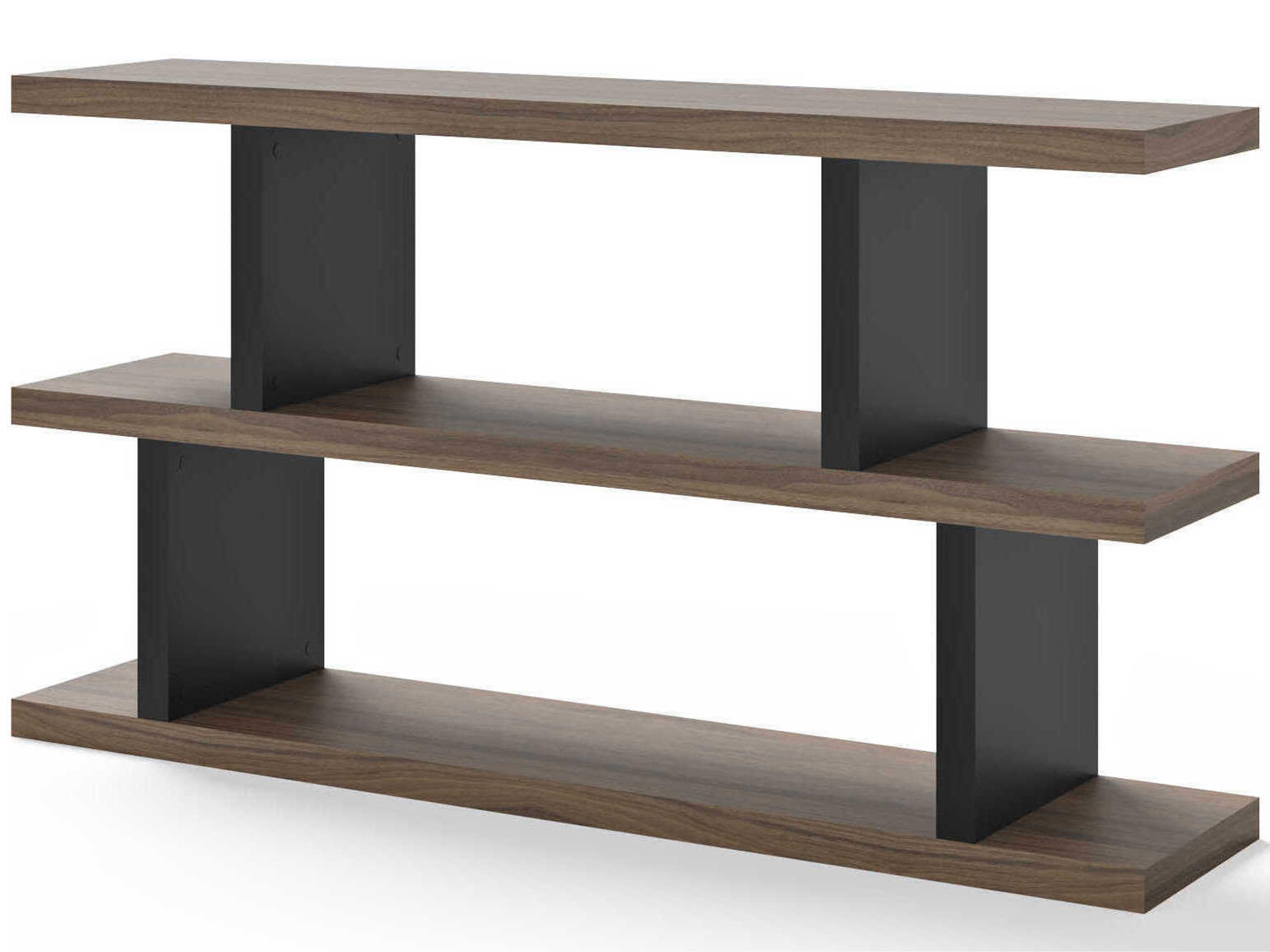Step Melamine Walnut & Pure Black Bookcase