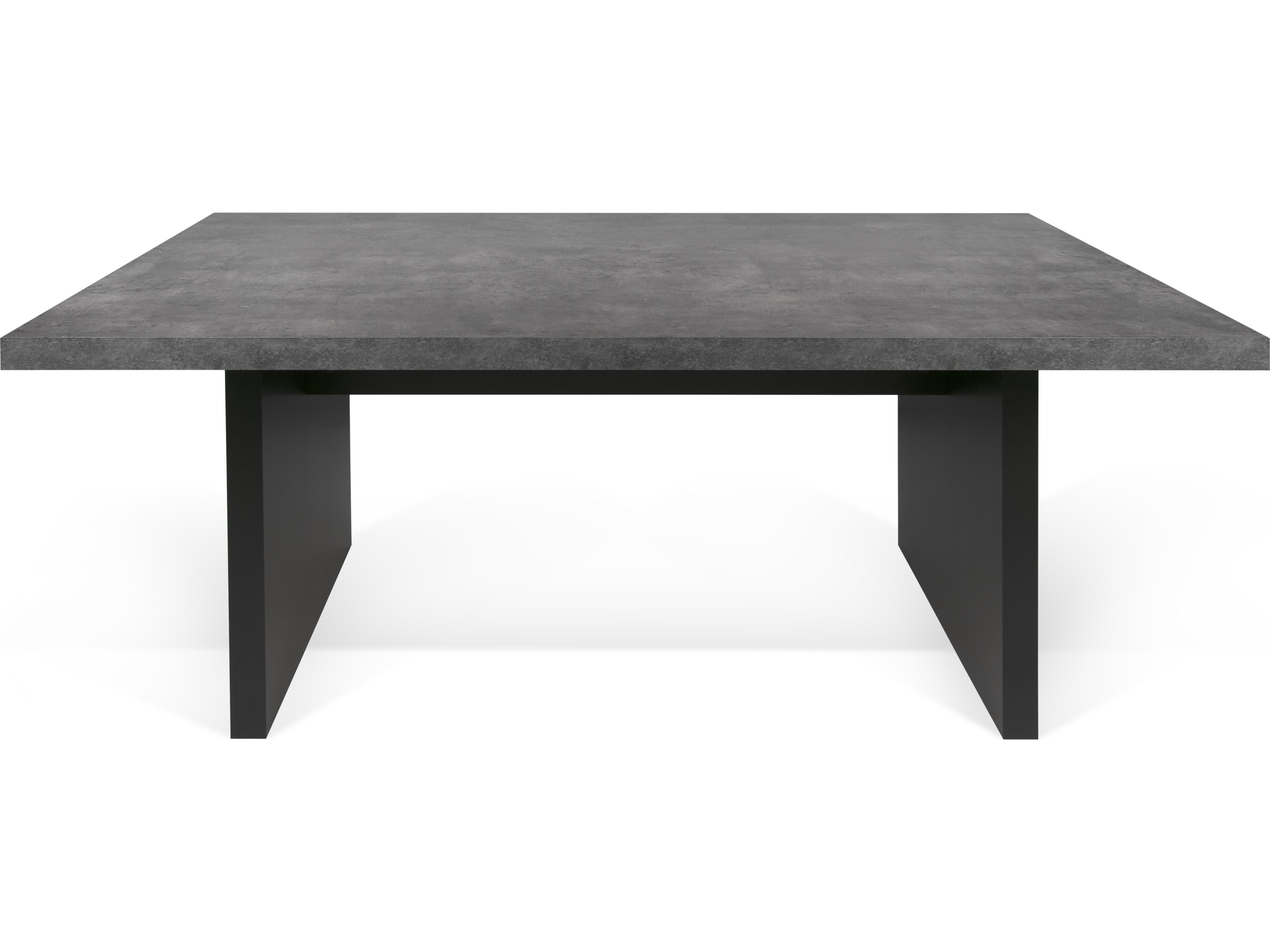 TemaHome Detroit Rectangular Faux Stone Concrete And Pure Black Dining Table